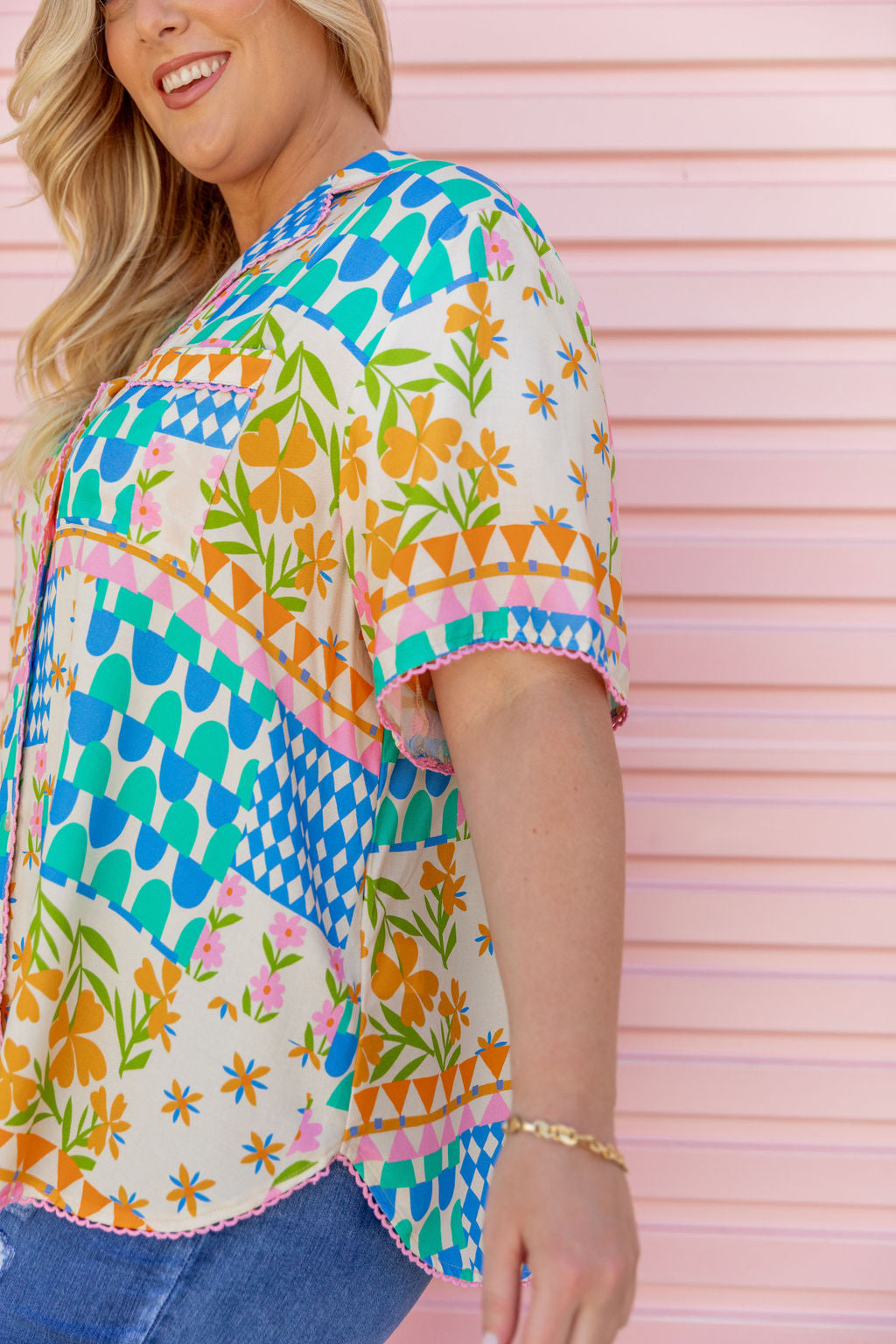 Luella Patch Garden Print Shirt - Stylish Floral Blouse for Women | Perfect for Casual Outings, Office Wear & Spring Fashion