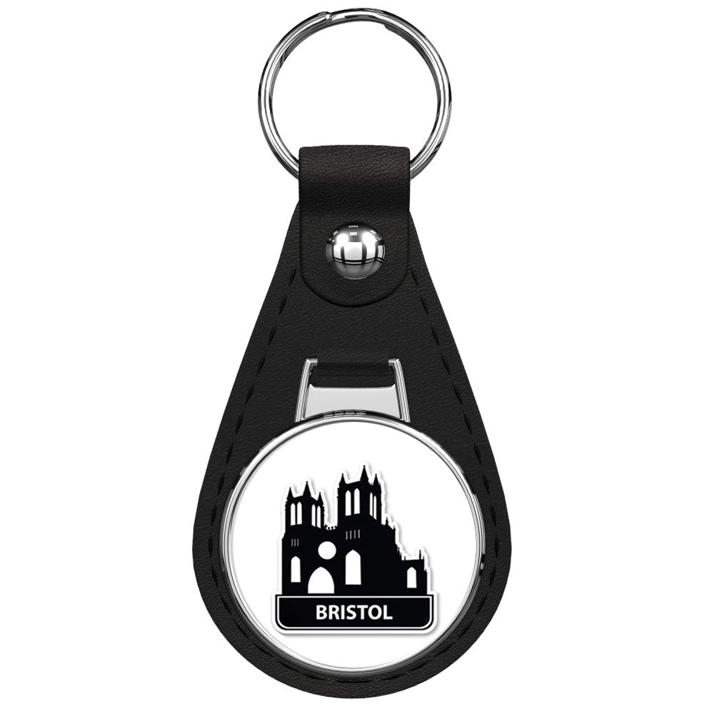 Premium Bristol Black Leather Keychain with Silver Keyring - Durable Key Holder for Men & Women - Perfect for Home, Office, Car Keys & Gift Giving