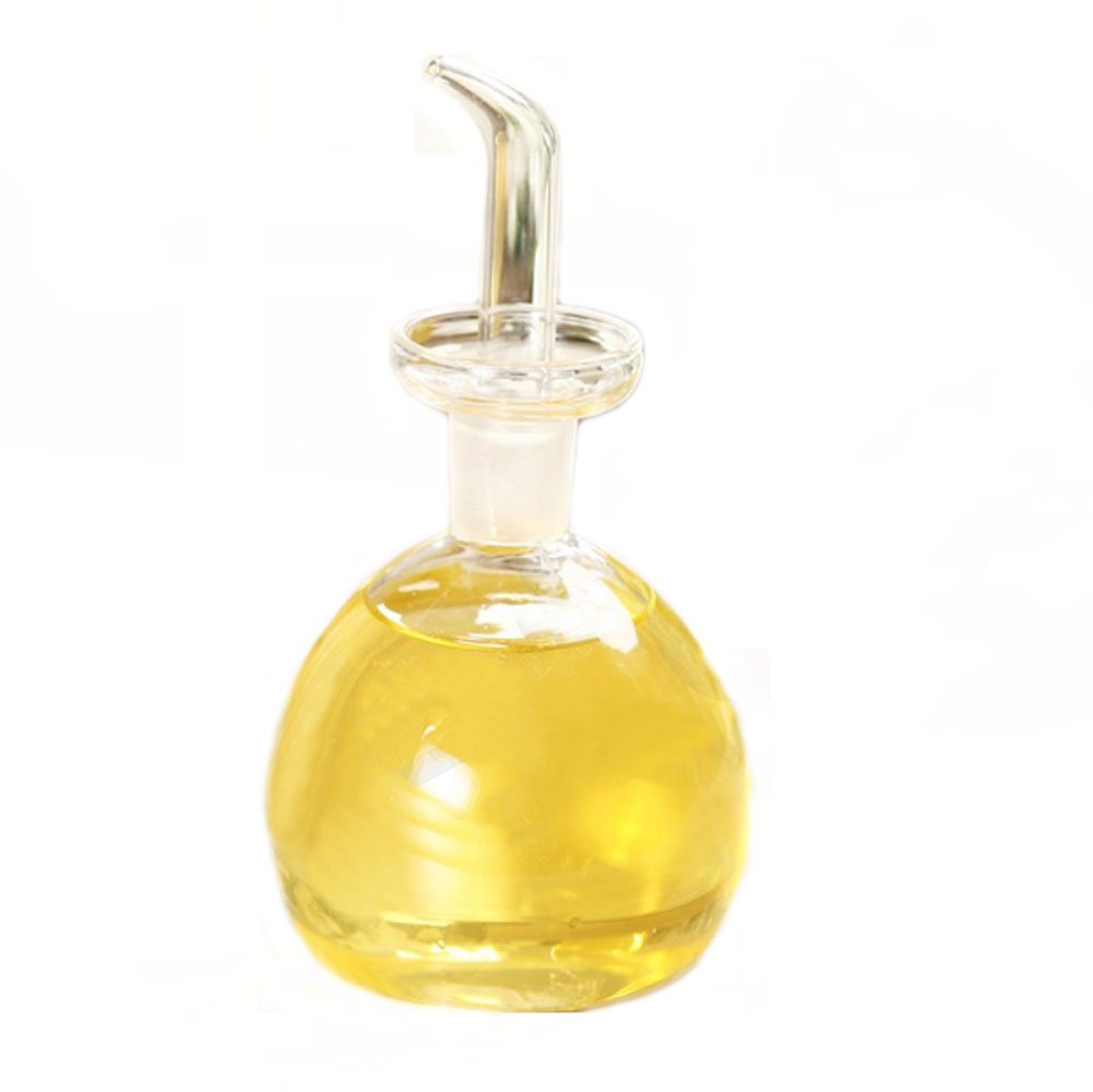 ELETON 8 oz Glass Oil and Vinegar Bottle Set - Round Pot Shape Olive Oil Dispenser with Drip-Free Spout - Perfect for Kitchen, Dining Table & Salad Dressing