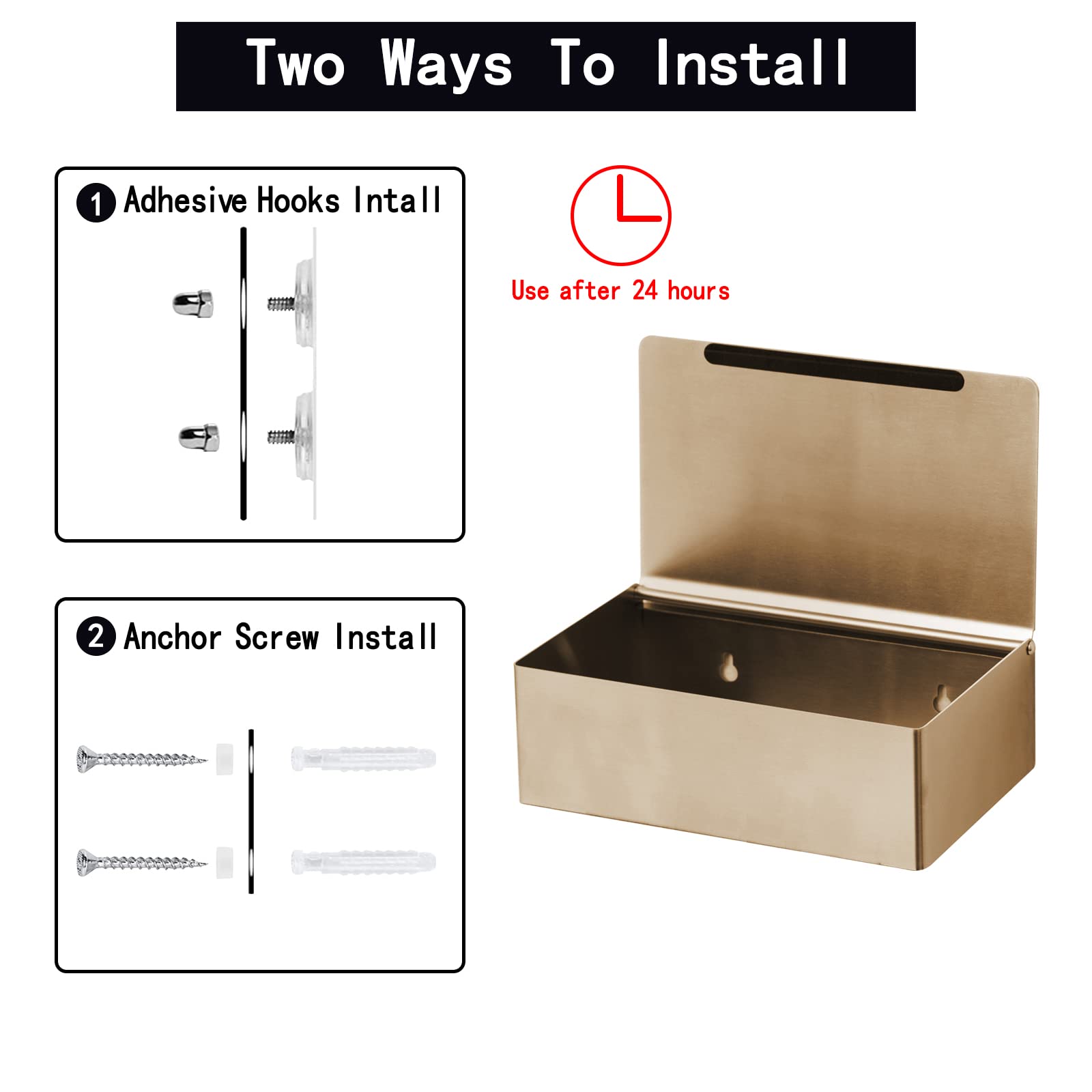 Stainless Steel Wall Mount Toilet Paper Holder with Shelf & Flushable Wipes Dispenser - Gold Square Bathroom Tissue Storage Organizer for Modern Home Decor (Perfect for Small Bathrooms, Powder Rooms & RVs)