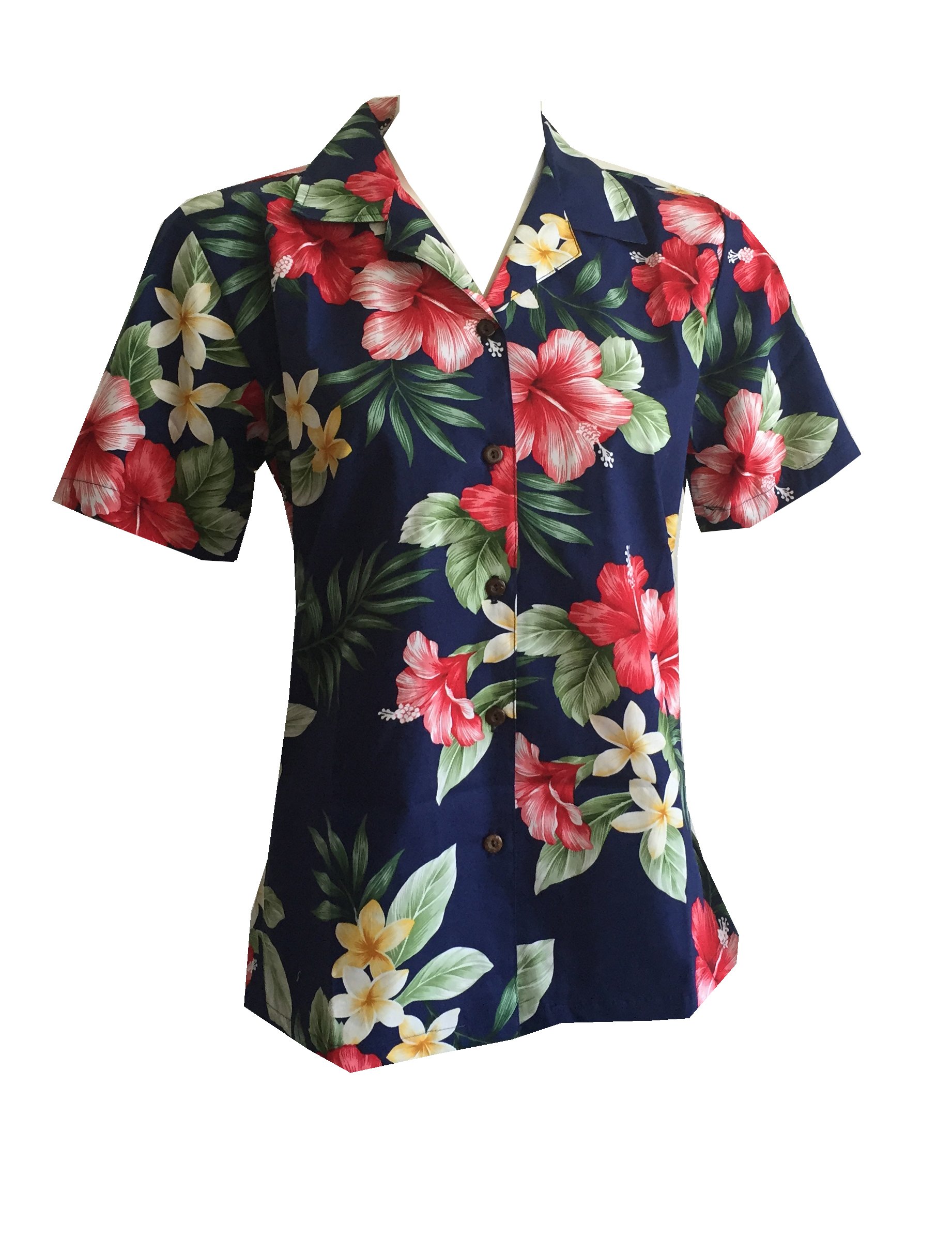 Hawaiian Aloha Shirt for Women - Vibrant Hibiscus Floral Camp Shirt | Made in Hawaii | Perfect for Beach Vacations, Luau Parties & Summer Outfits