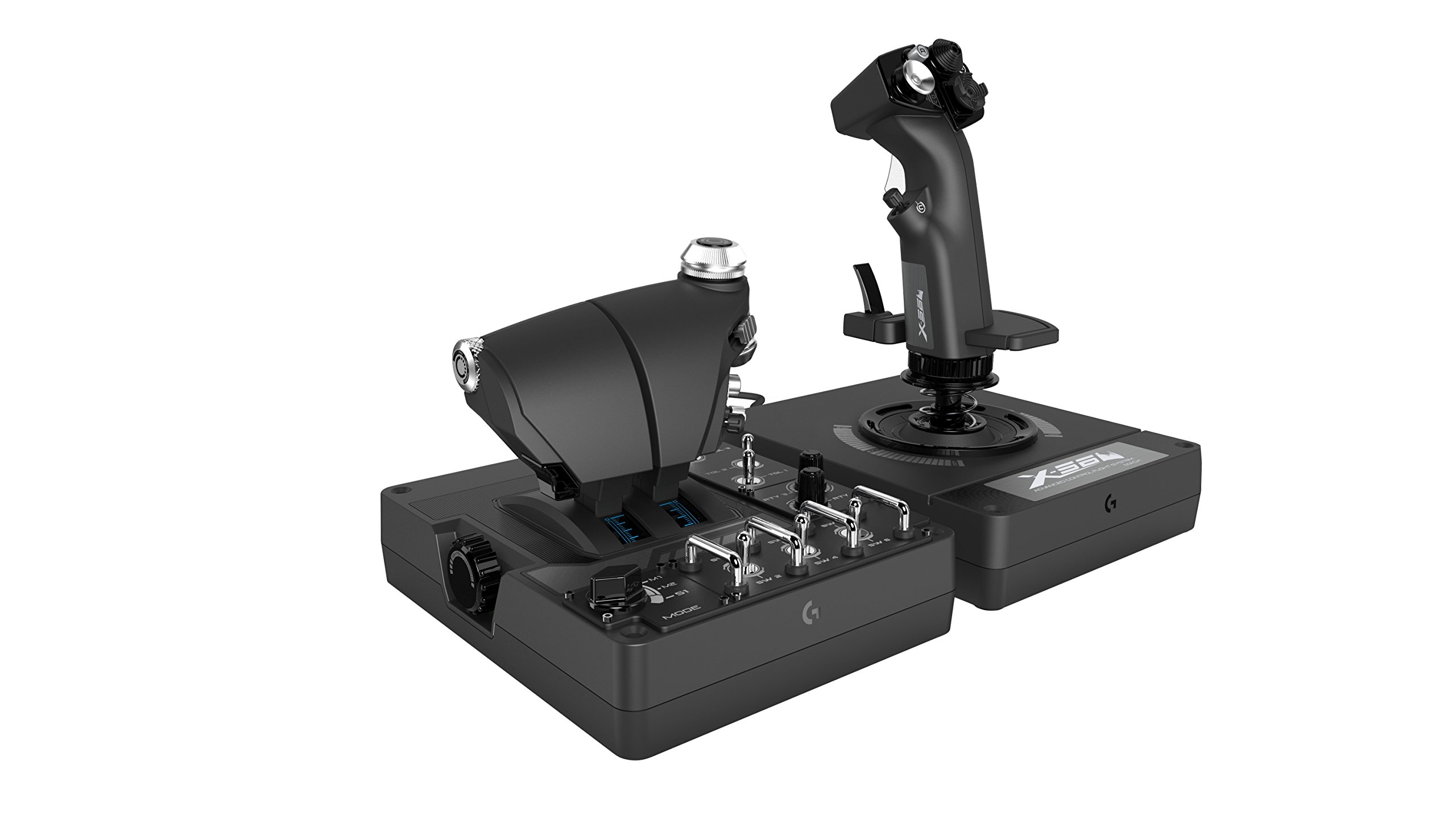 Logitech G X56 H.O.T.A.S Flight Simulator Controller - Throttle & Joystick Combo with 189 Programmable Controls, 4 Spring Options, RGB Lighting, Dual USB for PC (Black) - Perfect for Flight Simulation Games & Professional Pilot Training