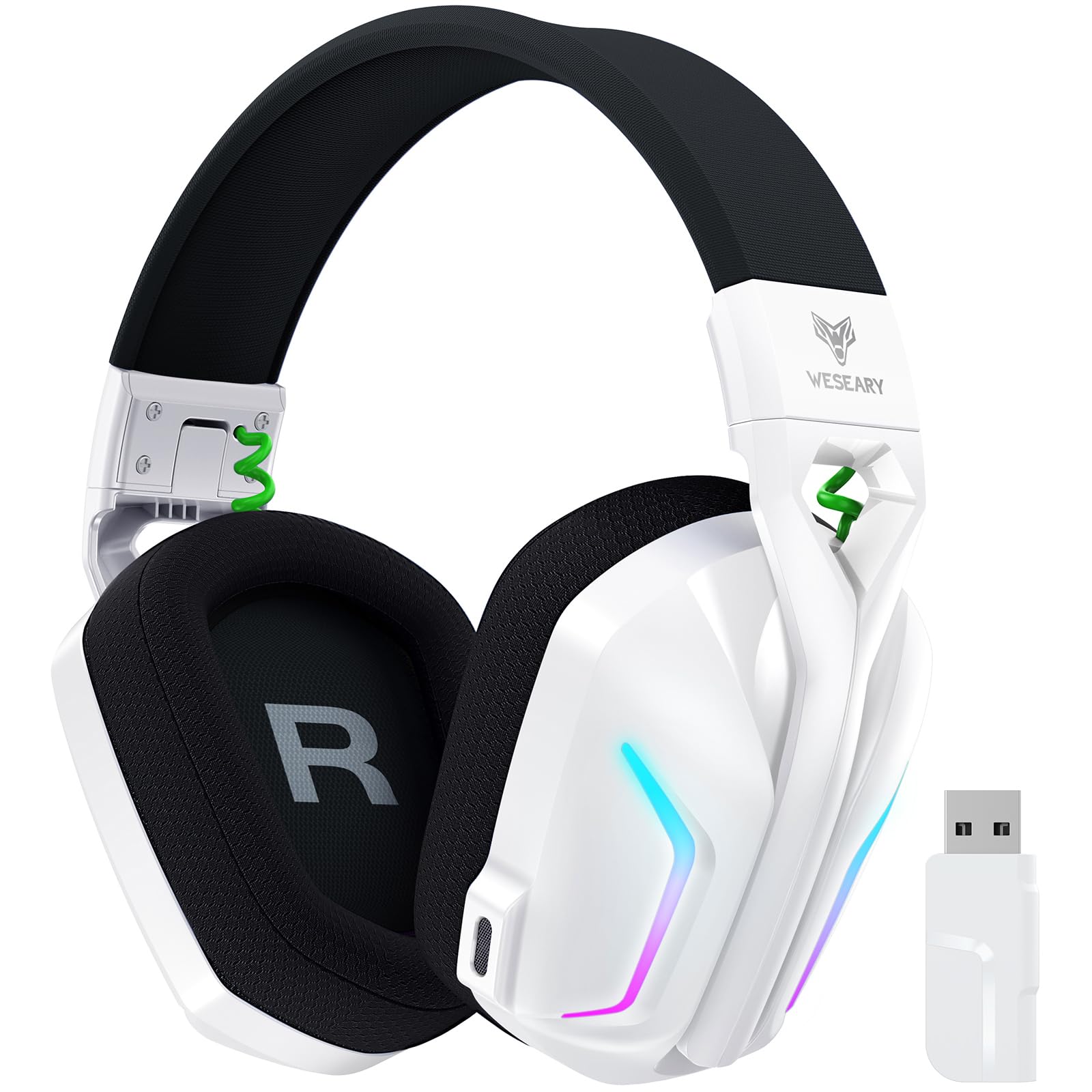 Wireless Gaming Headset for PS5, PC, PS4, Switch & Mac - 2.4GHz USB & Bluetooth 5.4 Headphones with Microphone, 50Hr Battery, RGB Lights & Ergonomic Design - Perfect for Competitive Gaming, Streaming & Online Meetings