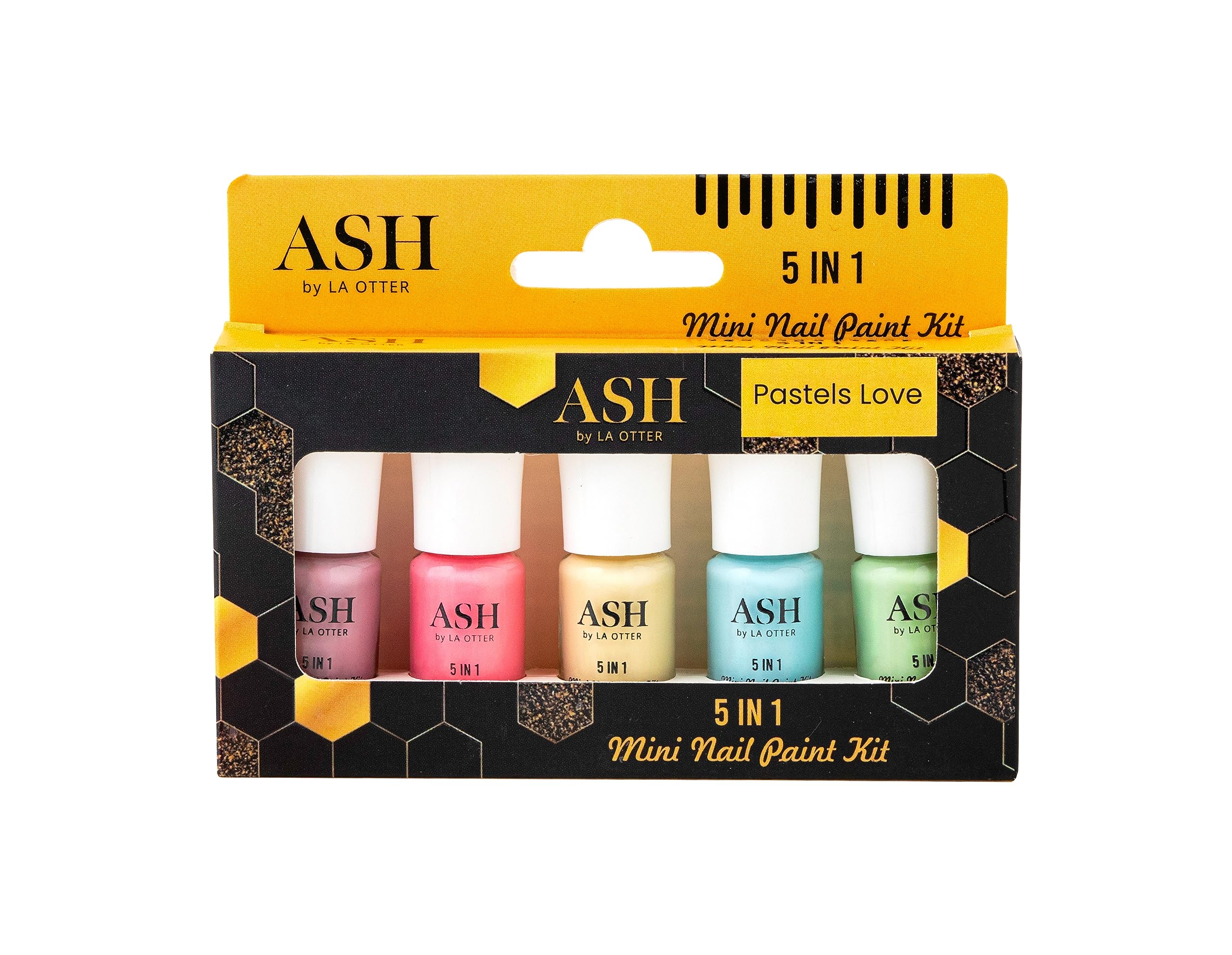ASH Mini Nail Paint Kit - 5 in 1 Pastel Colors Nail Polish Set for DIY Manicure at Home, Salon & Travel | Perfect for Gift, Party & Everyday Nail Care