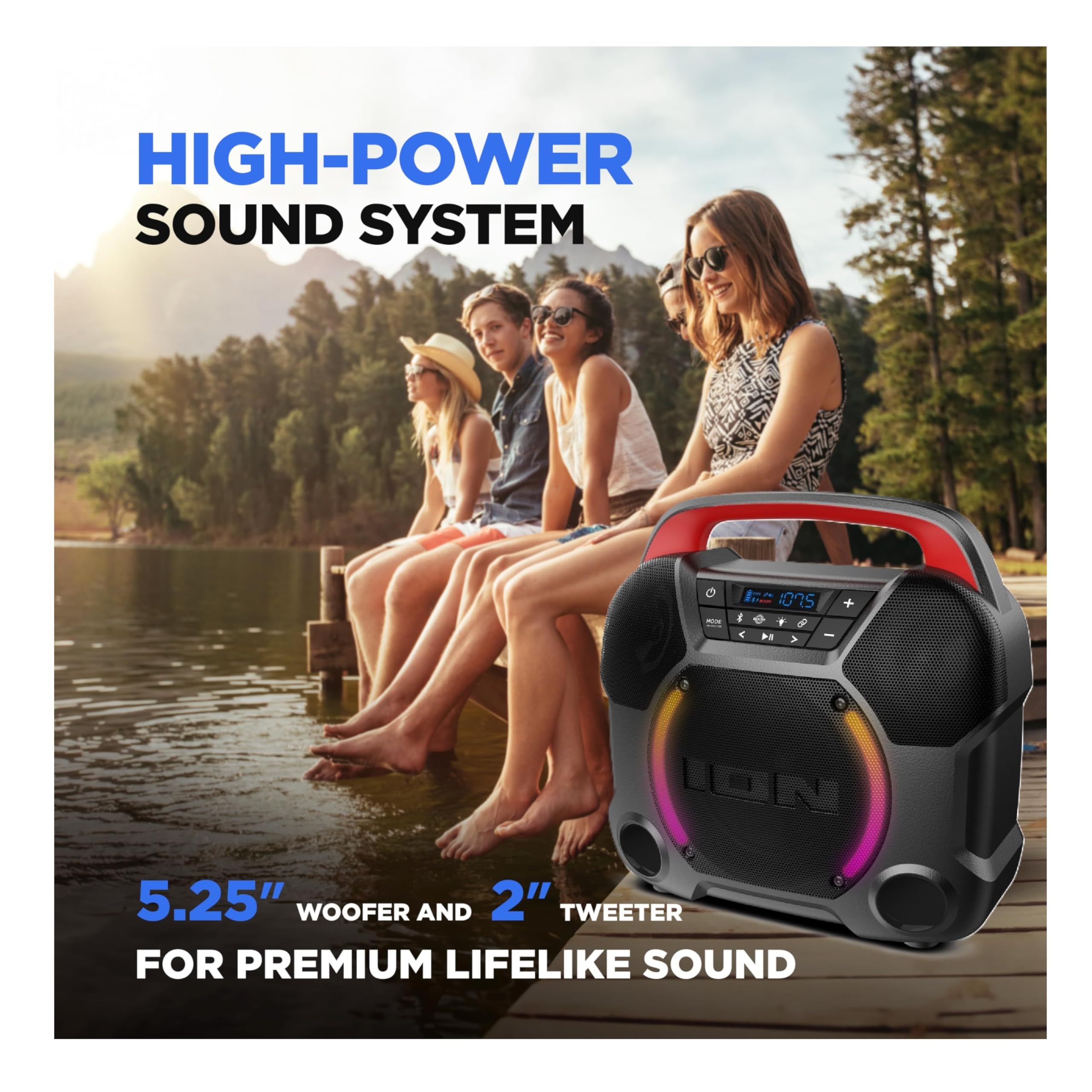 ION Audio Pathfinder Go Portable Bluetooth Speaker - Black (Renewed) | Wireless Outdoor Speaker for Camping, Beach, Pool Party & Travel