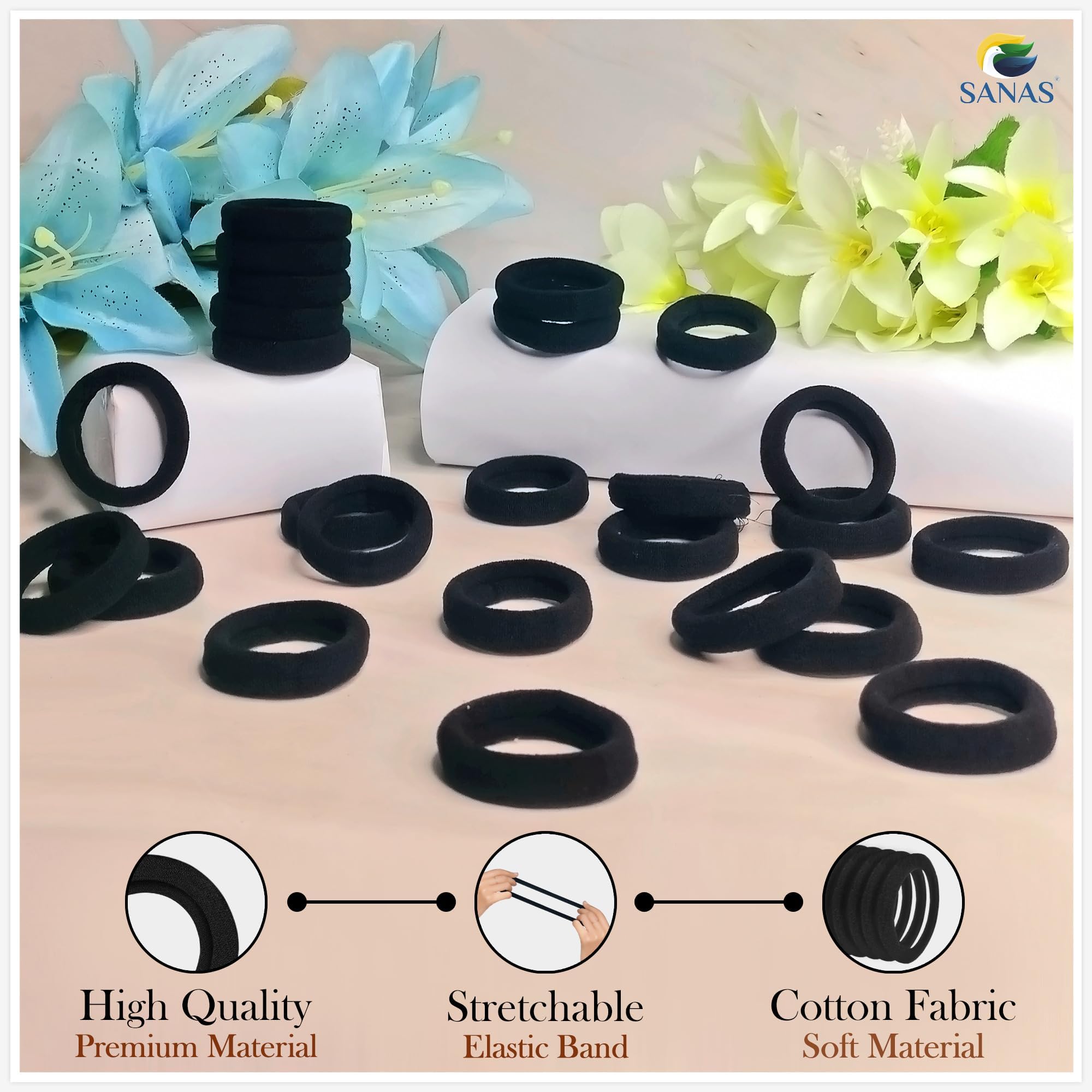 30Pcs Black Hair Rubber Bands for Women & Girls - Stylish Ponytail Hair Ties, Elastic Hair Bands for Daily Use, Workout, Office and School Hairstyles