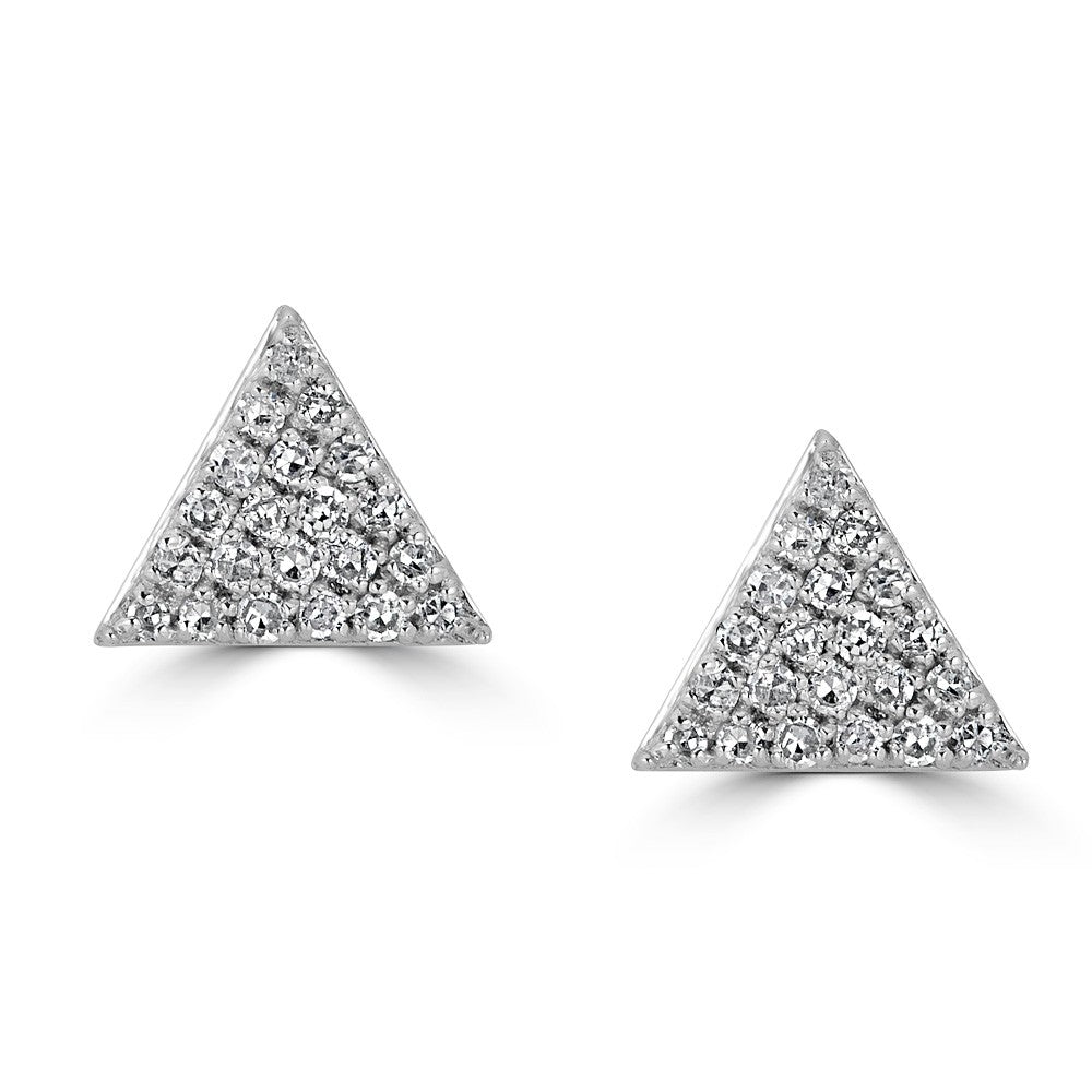 14K Gold 0.14 CTW Diamond Triangle Stud Earrings for Women - Elegant Geometric Jewelry for Everyday Wear, Parties & Special Occasions