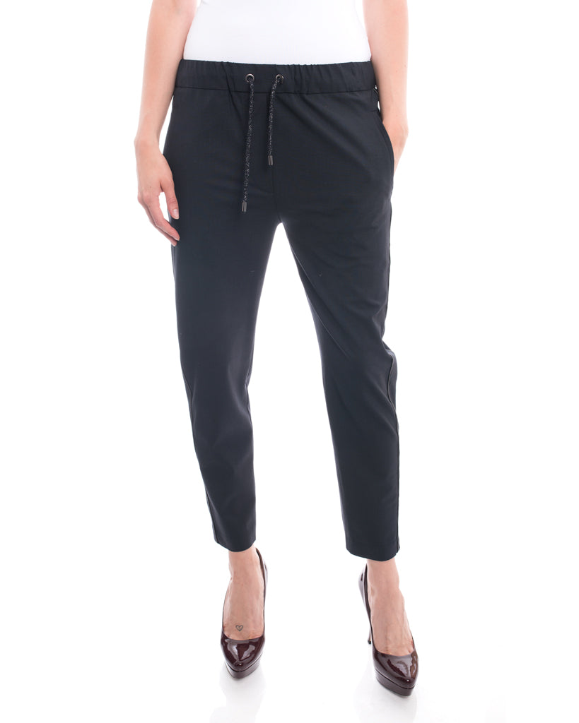 Brunello Cucinelli Men's Charcoal Gray Drawstring Pants with Silver Chain Detail - Comfortable Casual Trousers for Work, Travel & Leisure