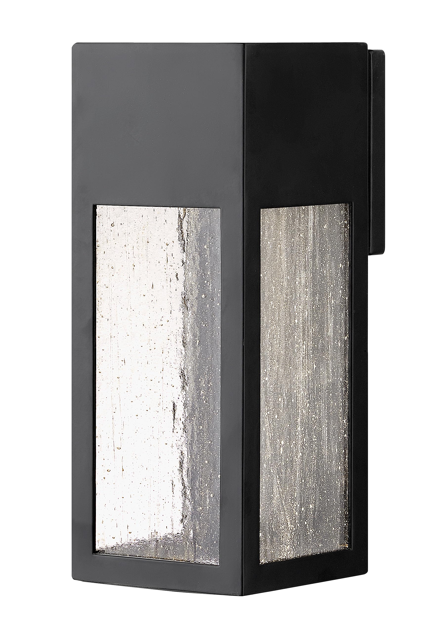 Hinkley Rook Small Wall Mount Outdoor Lantern - Modern Dark Sky Approved 1-Light Exterior Light Fixture with Clear Seedy Glass & Included LED Bulb - Aluminum Satin Black Finish - Perfect for Porch, Patio, Garden & Entryway Lighting