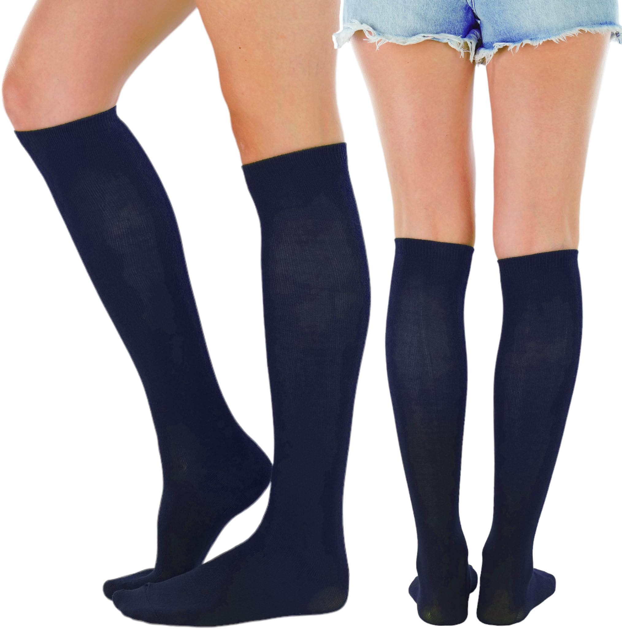 ToBeInStyle Women's Knee High Socks - Pack of 6 or 12 - Soft Comfortable Cotton Blend Socks for Work, Boots & Winter Outfits