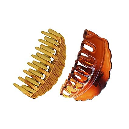 Black Matte Finish Hair Claw Clips for Women & Girls - 2 Pack Wooden Hair Clips for Ponytails, Buns & Updos - Perfect for School, Work & Everyday Styling