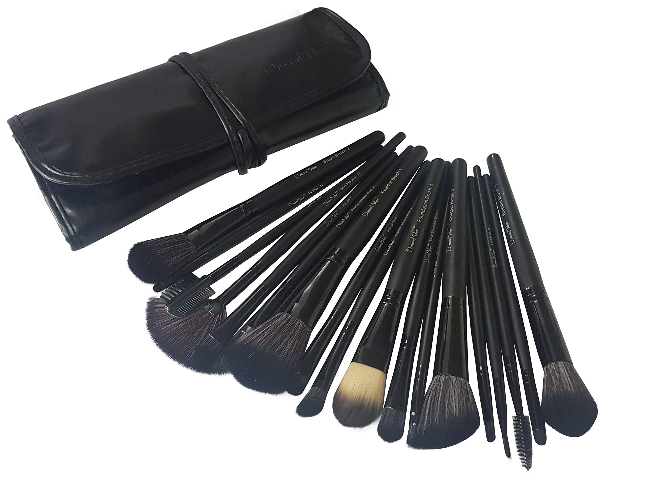 Dream Maker 18 Piece Vegan Makeup Brush Set - Cruelty-Free Kabuki Foundation & Blending Brushes for Professional Makeup Application | Perfect for Daily Use, Travel & Makeup Artists