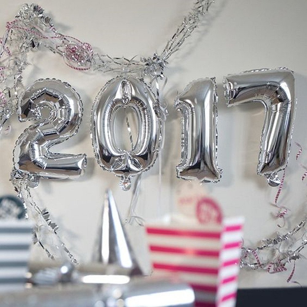 Glanzzeit 16 Inch Silver Foil Balloon Letters A-Z & Numbers 0-9 - Premium Wedding, Birthday, Graduation Party Decorations (Number 7) - Perfect for Photo Backdrops, Ceiling Decor & Event Centerpieces
