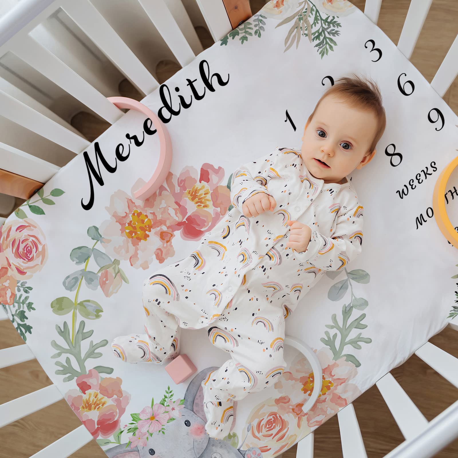 Custom Baby Milestone Blanket with Name - Personalized 30