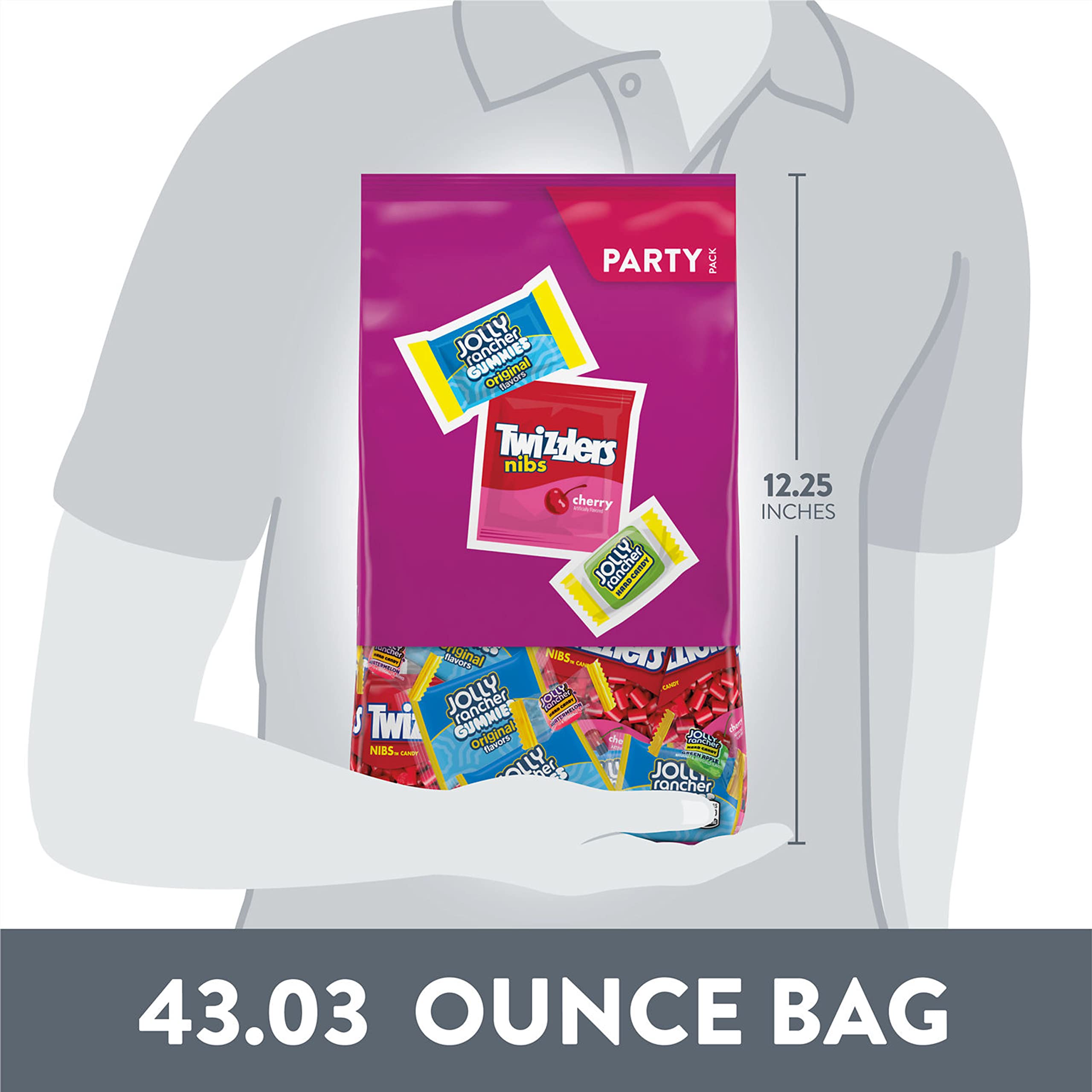 JOLLY RANCHER & TWIZZLERS Assorted Fruit Flavored Candy Party Pack - 43.03 oz Bulk Bag | Perfect for Halloween, Birthday Parties, Movie Nights & Office Treats