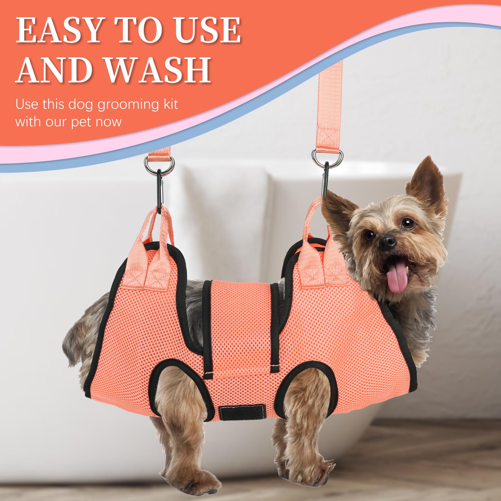 **PatiencET Dog Grooming Hammock with Safety Strap – Pet Grooming Sling for Cats & Dogs – Includes Nail Clippers, Trimmer, Nail File & Comb – Perfect for Nail Trimming, Bathing & Grooming at Home**
