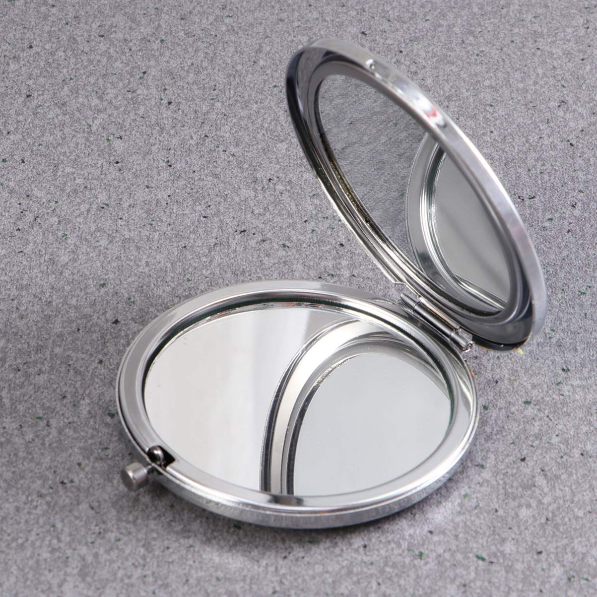 Lurrose Bling Compact Mirror - Round Folding Double-Sided Cosmetic Mirror with Rhinestones | Portable Pocket Mirror for Makeup, Travel, Home & Purse | Elegant White Design