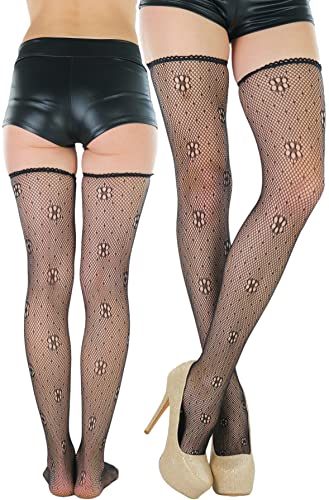 Daisy Dot Fishnet Multi Stars - Black