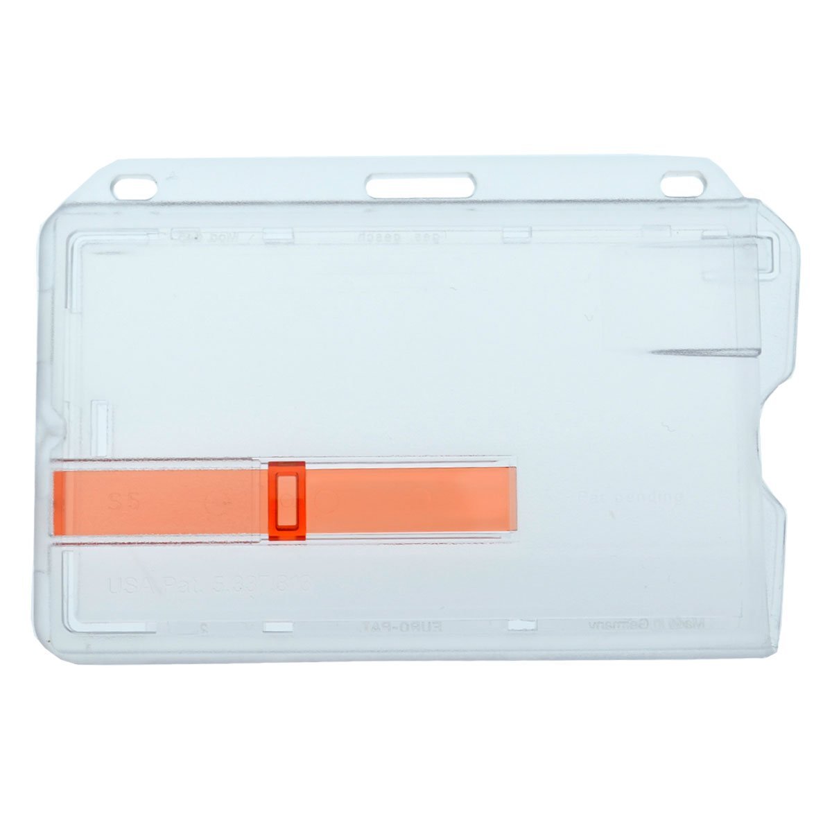 100 Pack Heavy Duty Clear Plastic Horizontal Badge Holders with Red Extractor Tab - Secure ID Card Protector Case for Credit Card Size Badges | Perfect for Conferences, Events & Workplace Security Access