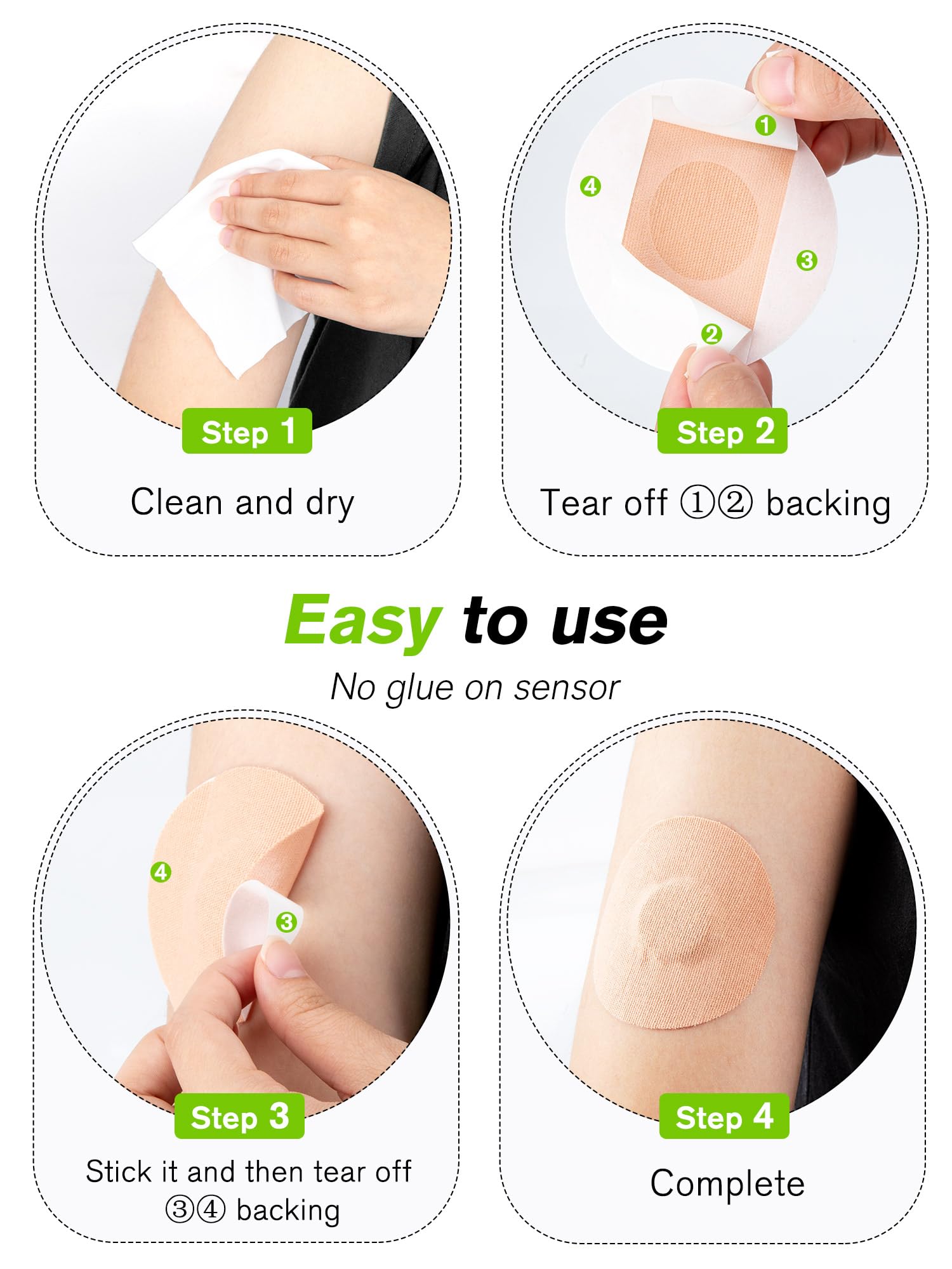 20 Pack Waterproof Adhesive Patches for Freestyle Libre 1/2 Sensors - Strong Medical Tape for 10-14 Day Wear - Pre-Cut Tan Skin Covers with No Center Glue - Ideal for Swimming, Sports & Active Lifestyles