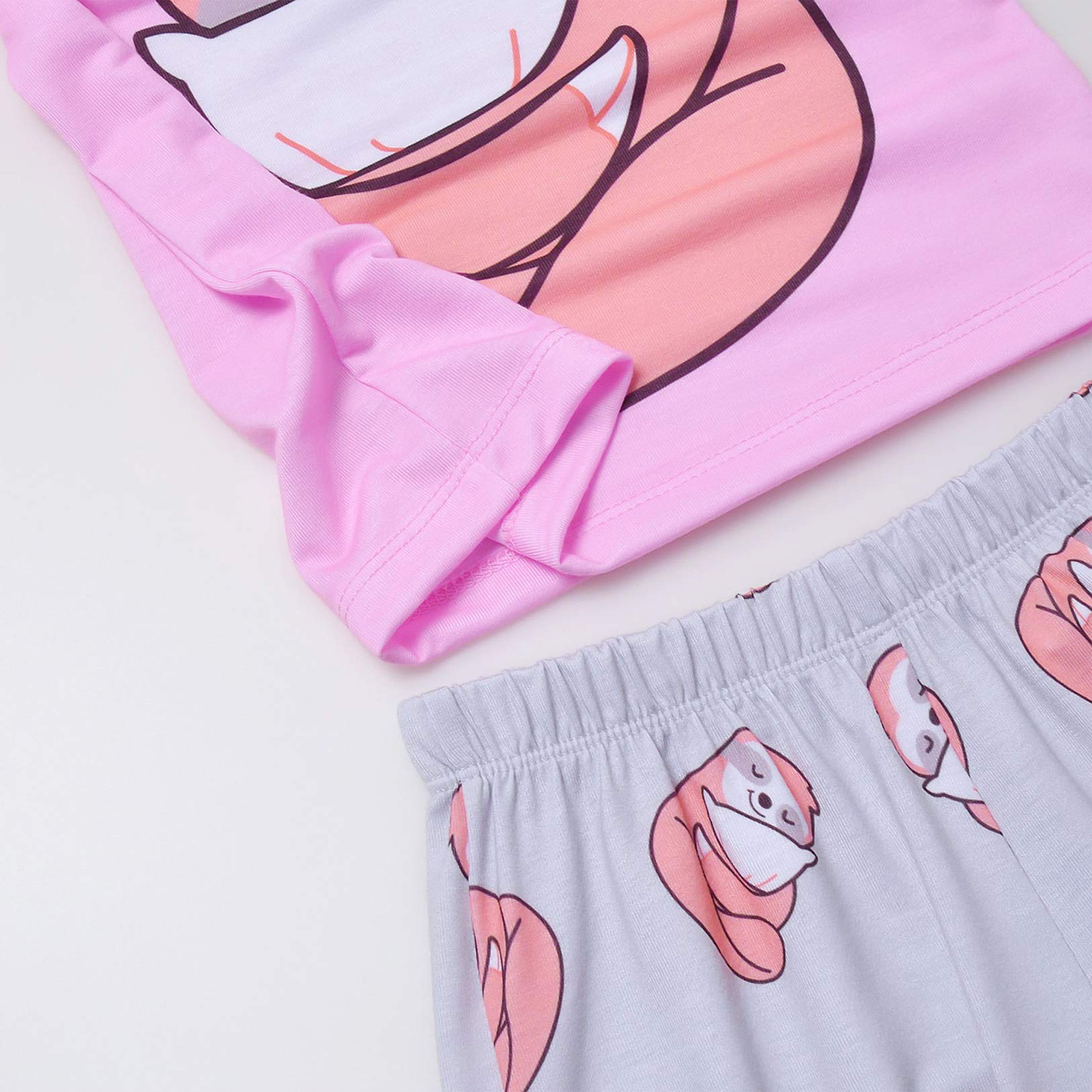Girls Cotton Pajama Sets - Summer Short Sleeve Sleepwear for Kids