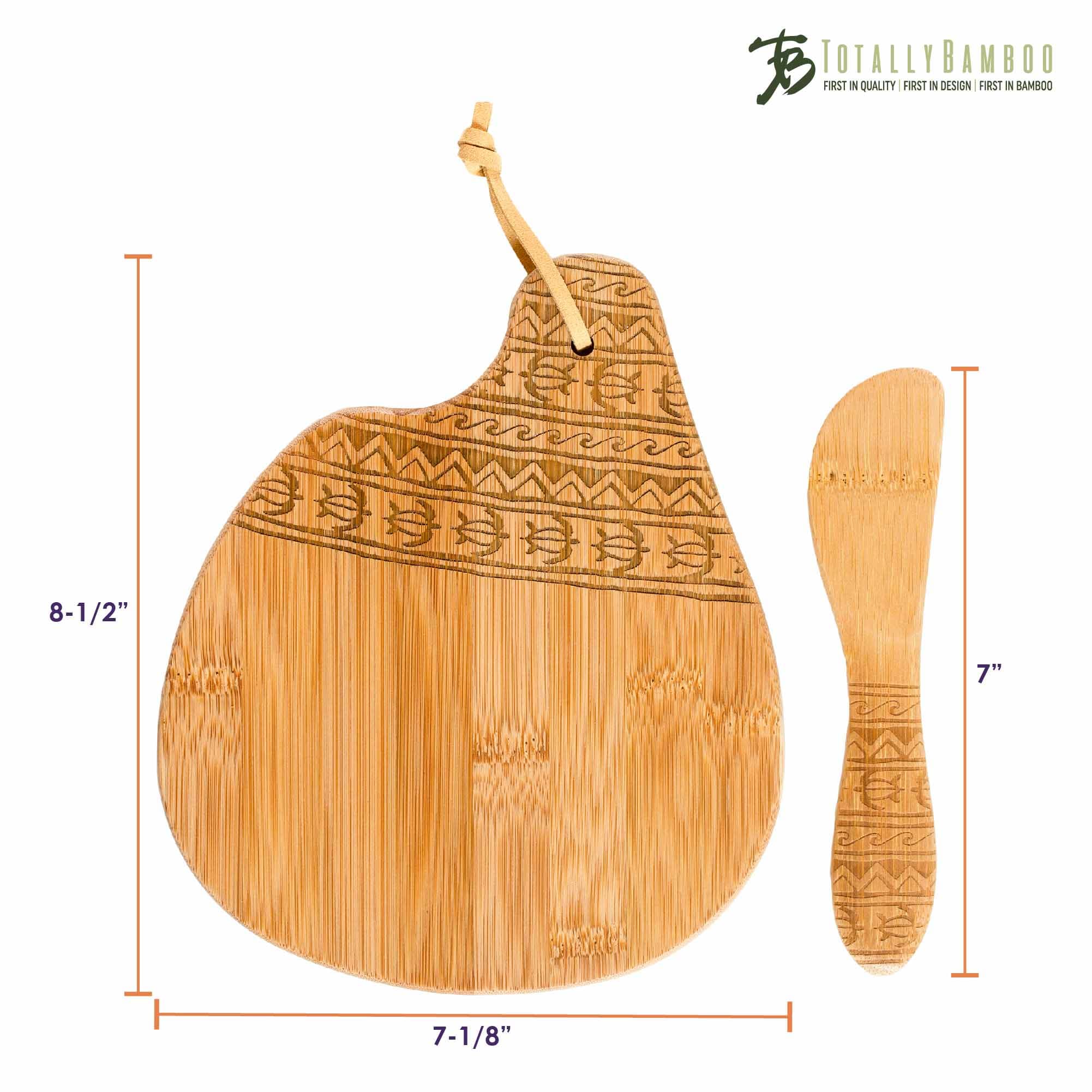 Premium Tonga Wood Serving Board with Cheese Knife - 7 1/8