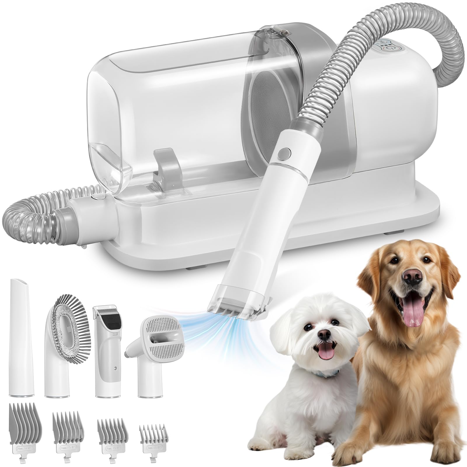 Professional Dog Grooming Vacuum with 2.3L Large Capacity - Pet Hair Vacuum Cleaner with 4 Grooming Tools for Shedding Control | Perfect for Home Grooming, Pet Salons & Allergy Relief (Grey)