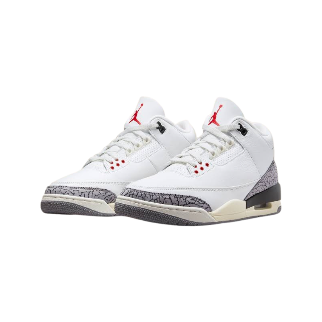 Air Jordan 3 Retro Reimagined White Cement Sneakers - Summit White/Fire Red/Black Colorway - Perfect for Basketball, Streetwear & Sneaker Collectors