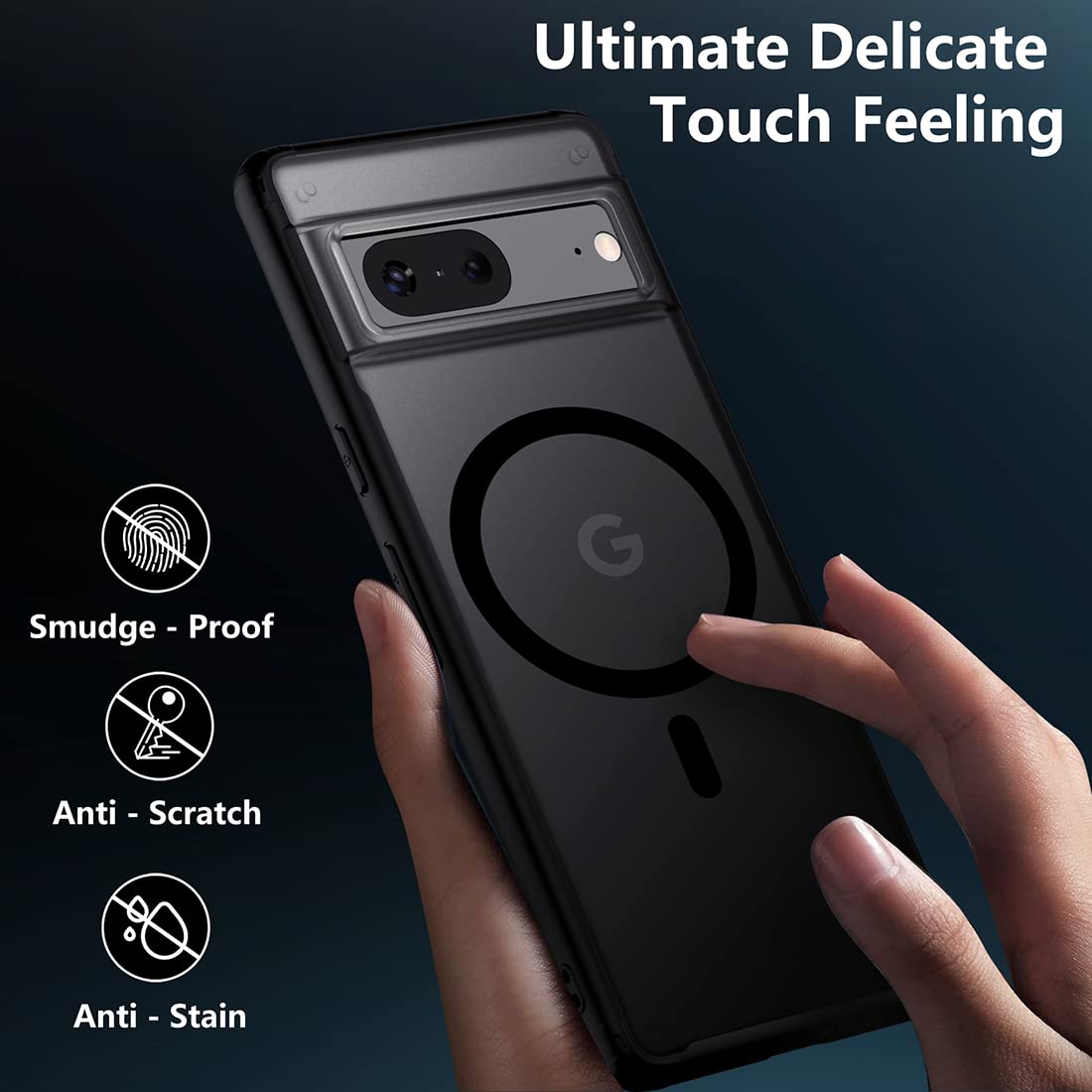 Magnetic Phone Case for Google Pixel 7 (2022) - Slim Translucent Matte Cover with MagSafe Compatibility, Anti-Fingerprint & Shockproof Protection - Perfect for Work, Travel and Everyday Use - Black