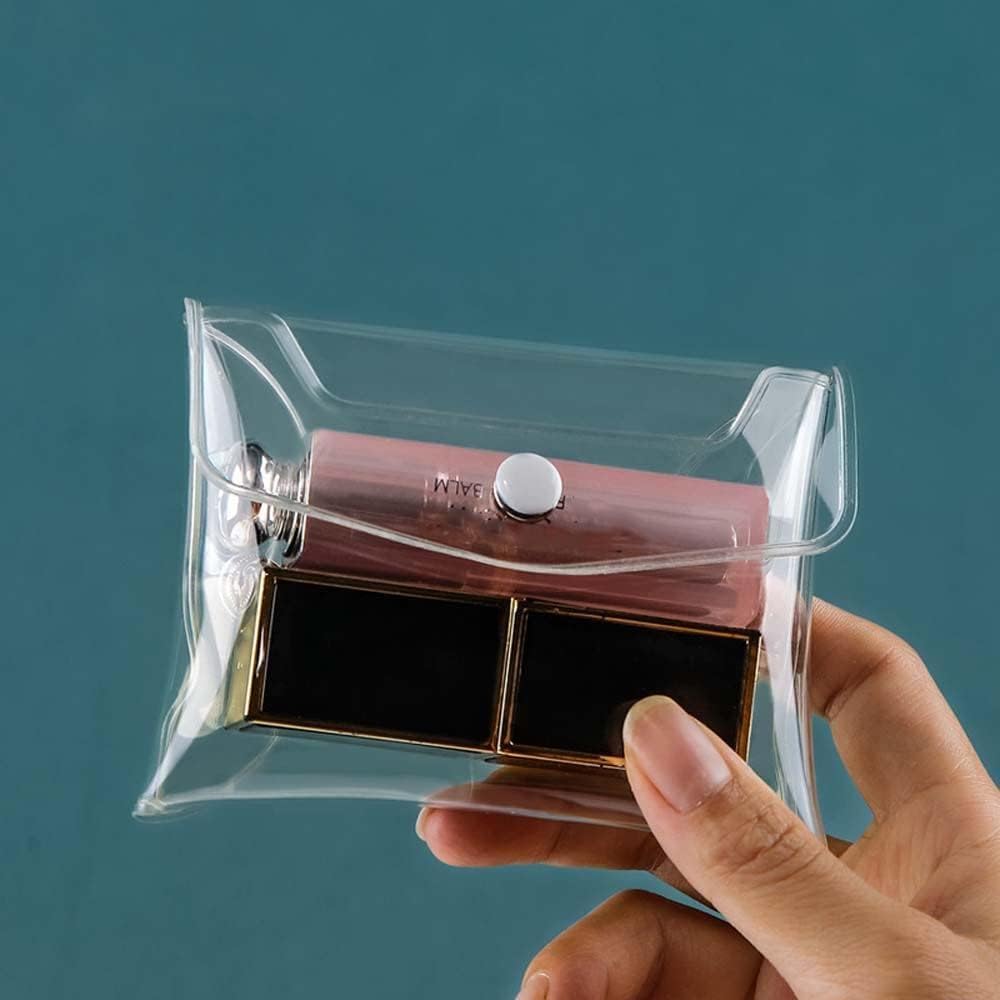 Mini Clear Waterproof Cosmetic Bag PVC Transparent Plastic Makeup Organizer - Travel Toiletry Pouch for Bathroom, Vacation & Organization (Small) - Perfect for Makeup Storage, Travel Essentials & Daily Beauty Routine