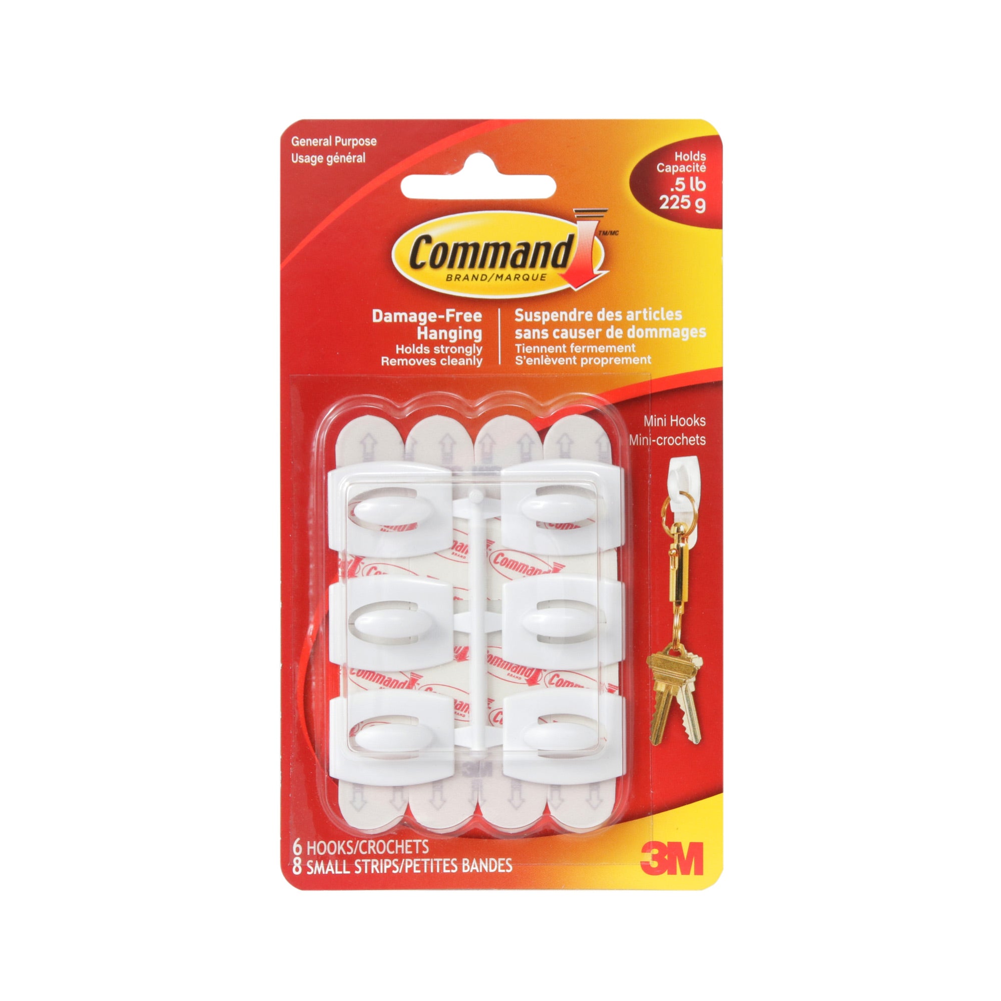 6 Pack Command Mini Hooks White - Damage-Free Hanging Solution for Bathroom, Kitchen, Dorm & Office Organization