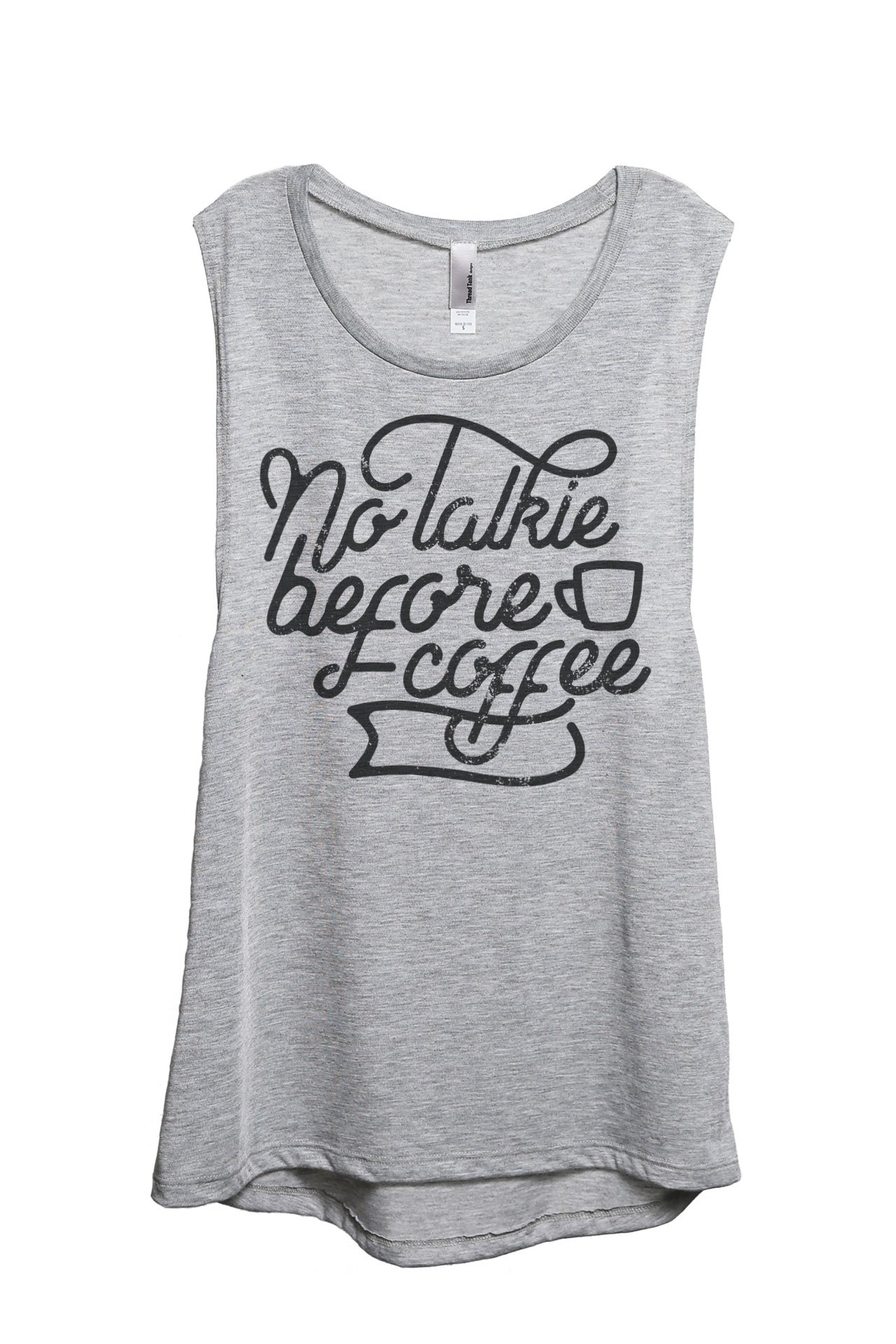 No Talkie Before Coffee Women's Sleeveless Muscle Tank Top - Soft Cotton Workout Shirt for Gym, Yoga & Casual Wear