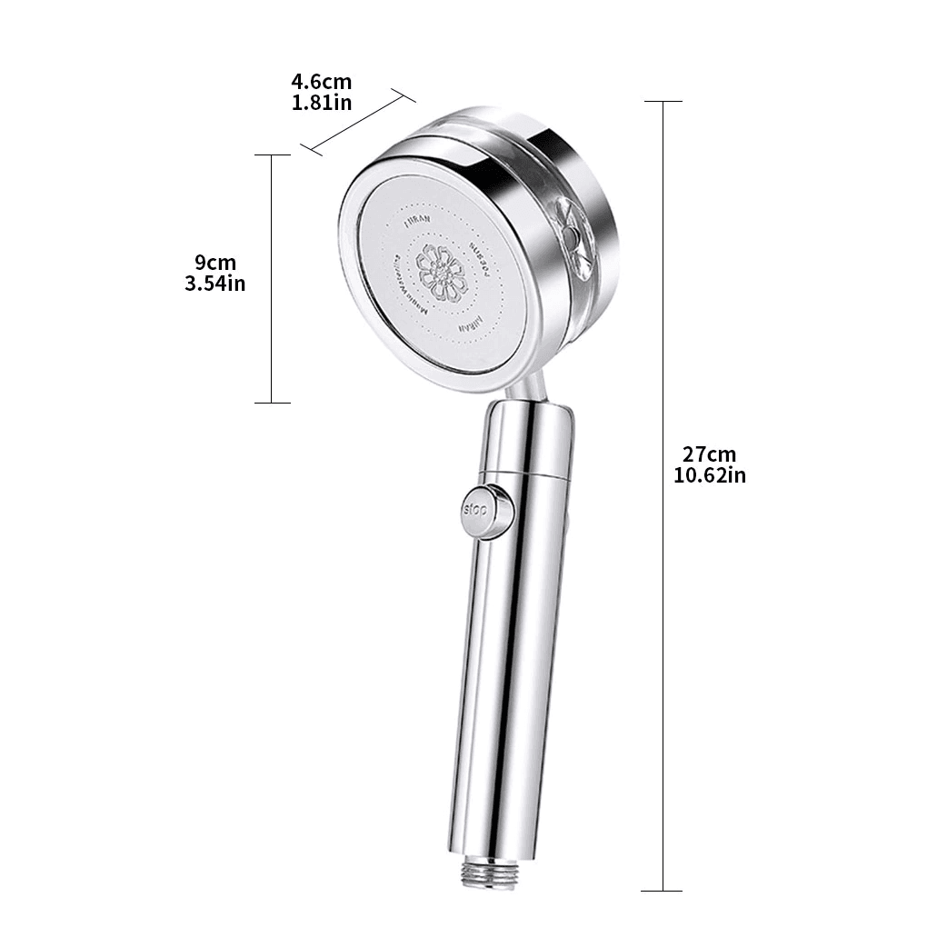 High Pressure Turbo Shower Head - Powerful Water Saving Rainfall Showerhead with 6 Spray Modes - Perfect for Home, Spa, and RV Use