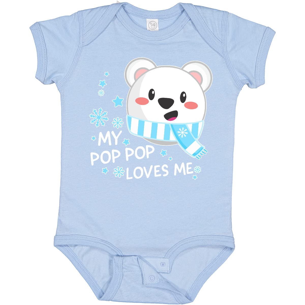 Inktastic My Pop Pop Loves Me Polar Bear Baby Bodysuit - Cute Animal Graphic Onesie for Grandparents Day, Baby Shower Gift & Newborn Photo Outfit
