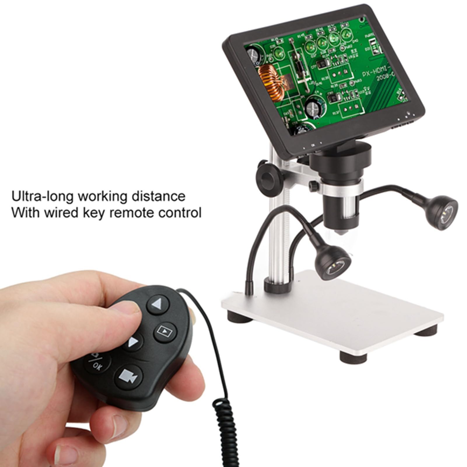 XTevu 12MP HD Digital Microscope with 7-inch LCD Screen, 1200x Magnification - Ideal for Soldering, Electronics Repair, PCB Inspection & Hobbyist Use