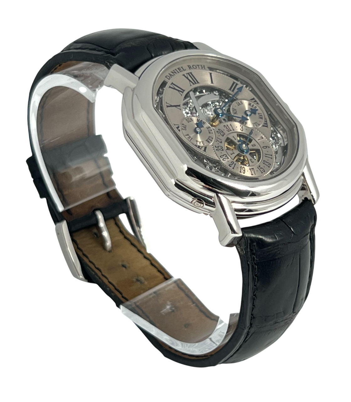 Daniel Roth Perpetual Calendar Skeleton Platinum Men's Luxury Watch - Swiss Made Automatic Movement, Transparent Dial Design for Business & Formal Occasions