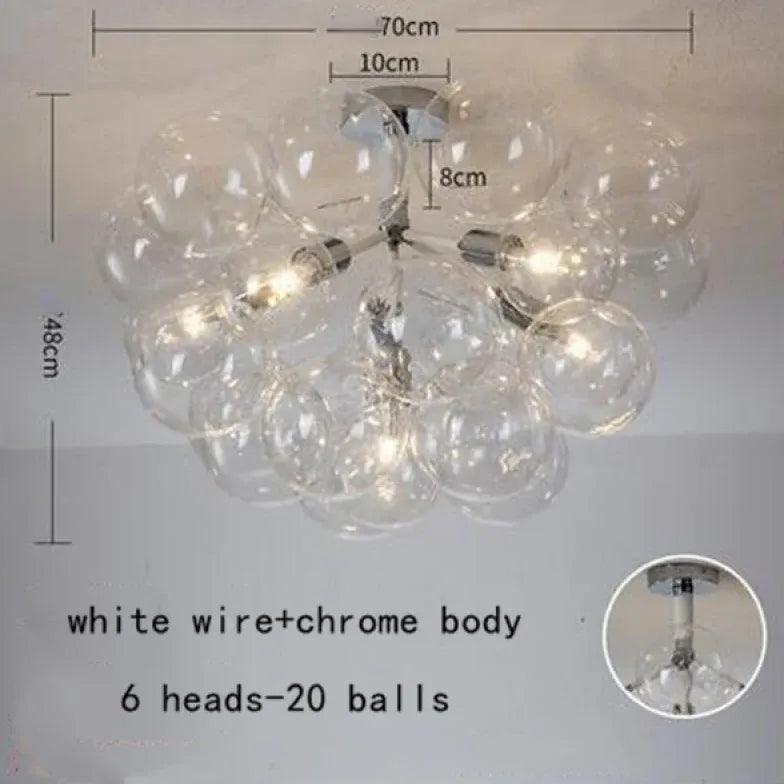 Elegant Transparent Glass Bubble Chandelier - Modern Artistic Lighting Fixture for Dining Room, Living Room & Bedroom Decor