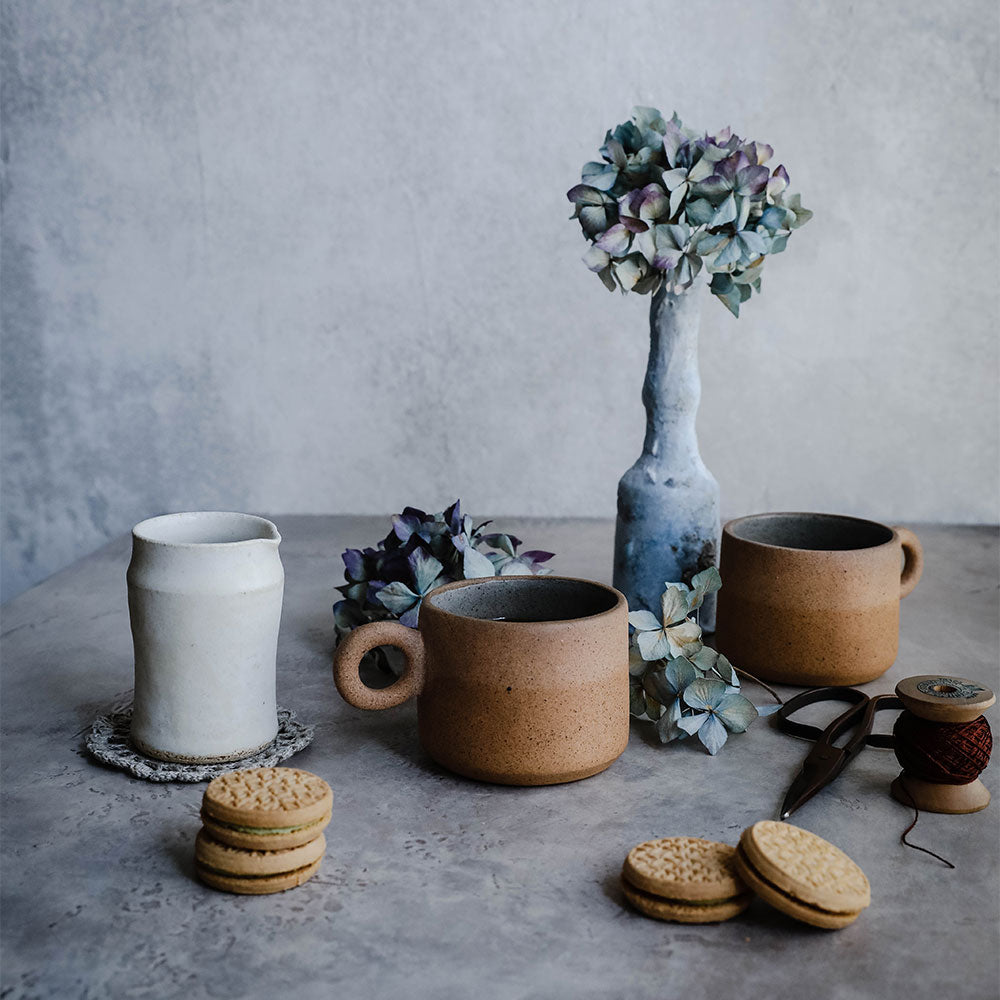 Handmade Ceramic Terracotta Mug with Comfortable Handle - Perfect for Coffee, Tea & Hot Drinks at Home, Office or Outdoor Camping