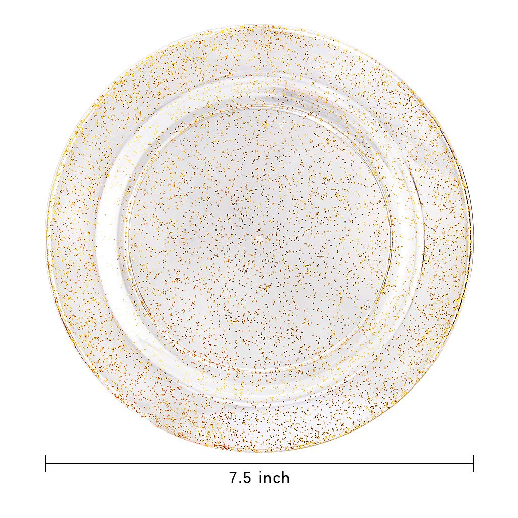 **100-Pack Gold Glitter Plastic Plates & 200-Pack Gold Plastic Forks – 7.4