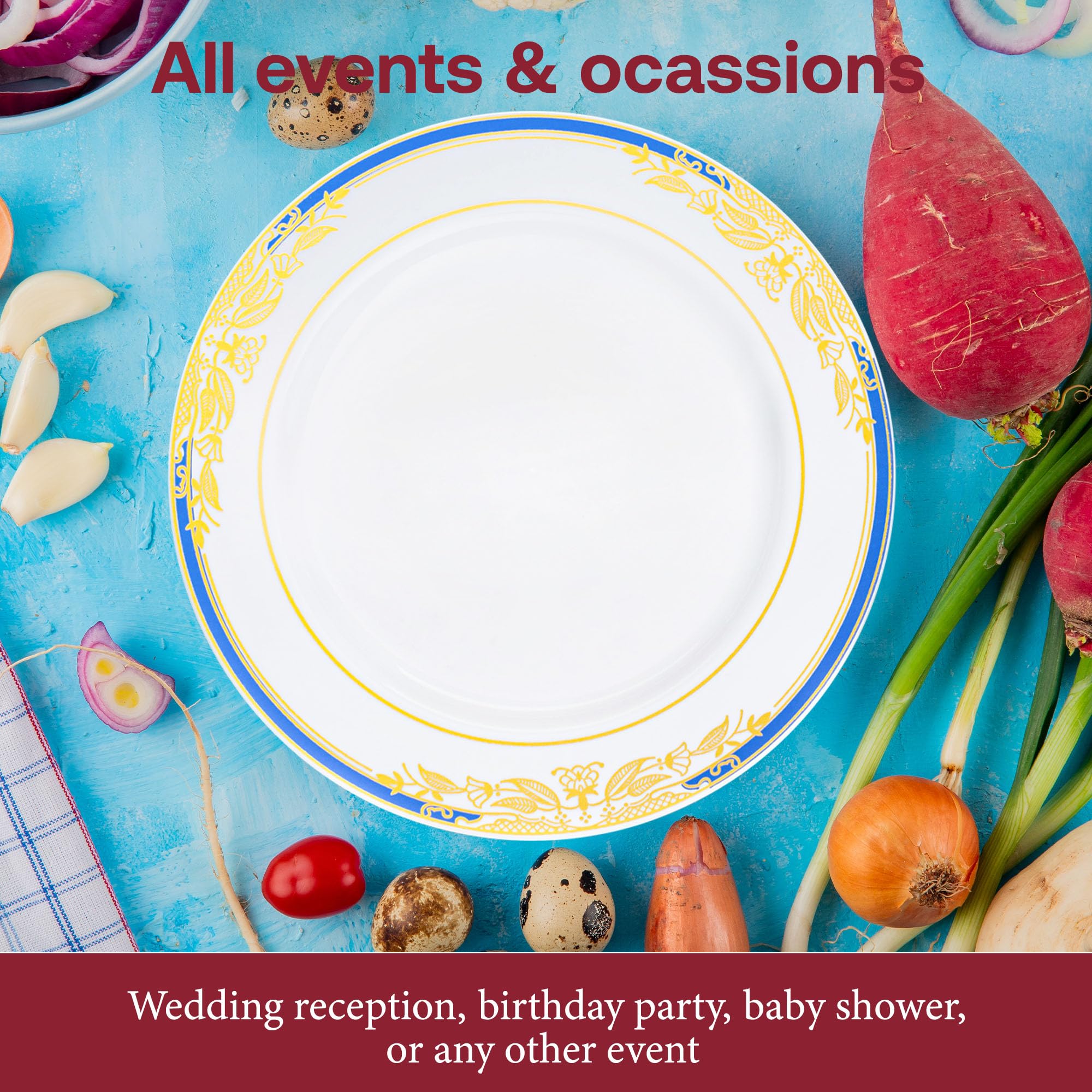 Smarty Had A Party 120-Piece Elegant Disposable Plastic Dinnerware Set - 10.25
