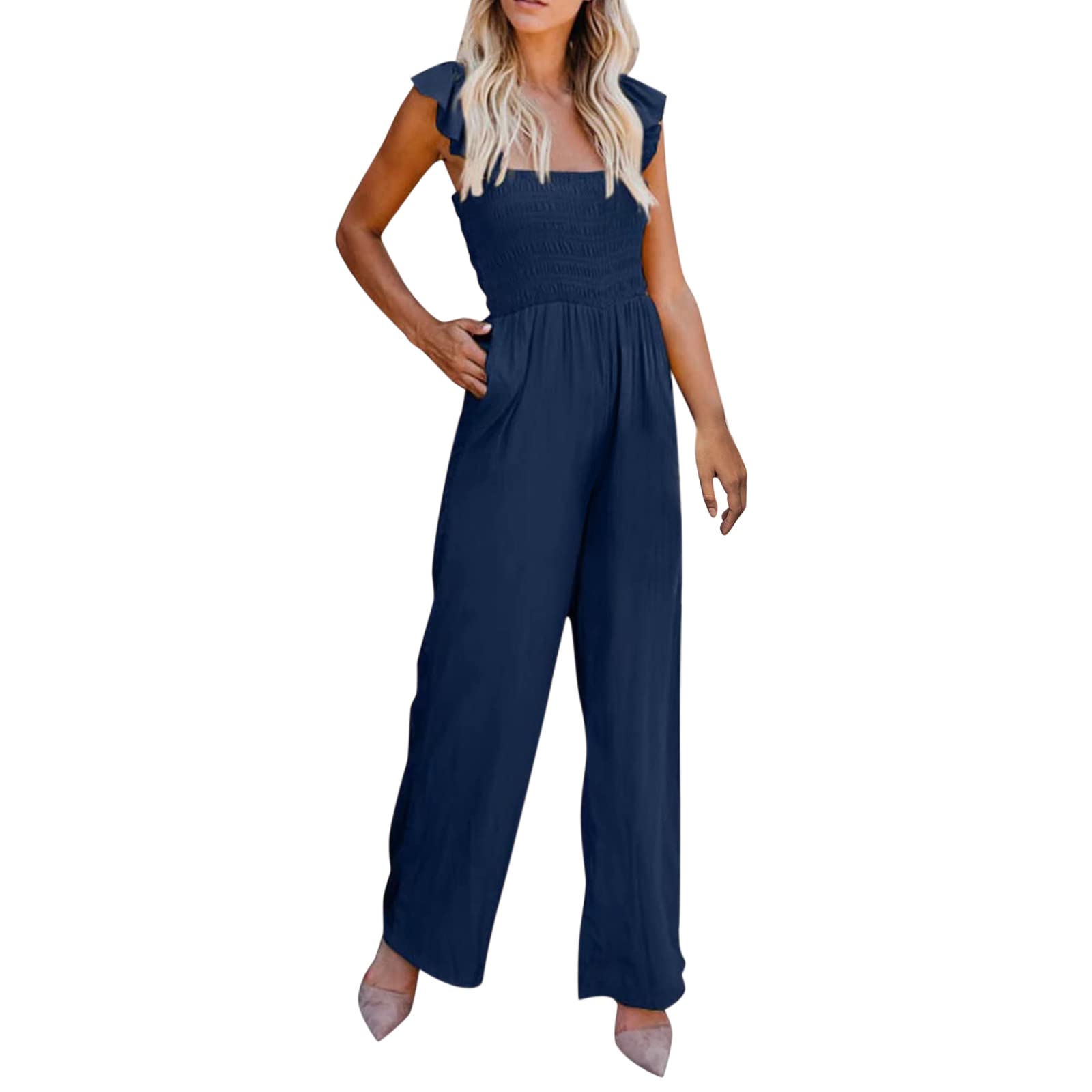 Gibobby Women's Deep V Neck Short Sleeve Wrap Jumpsuit - Casual & Dressy Romper with Drawstring Waist | Perfect for Summer Outfits, Beach Vacations & Date Nights