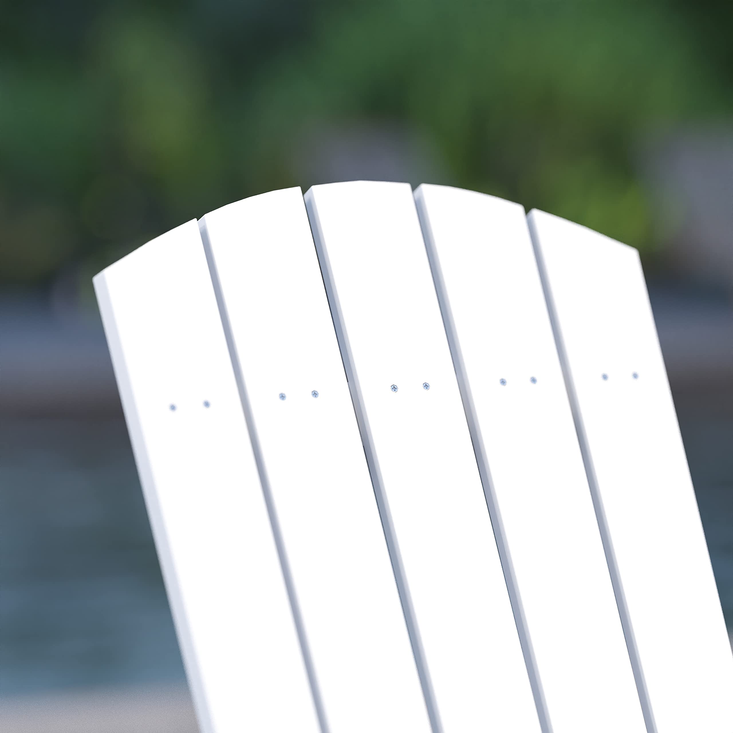 Merrick Lane Riviera Poly Resin Folding Adirondack Lounge Chair - White - Indoor/Outdoor Use - Weather Resistant Patio Furniture for Poolside, Garden & Backyard Relaxation