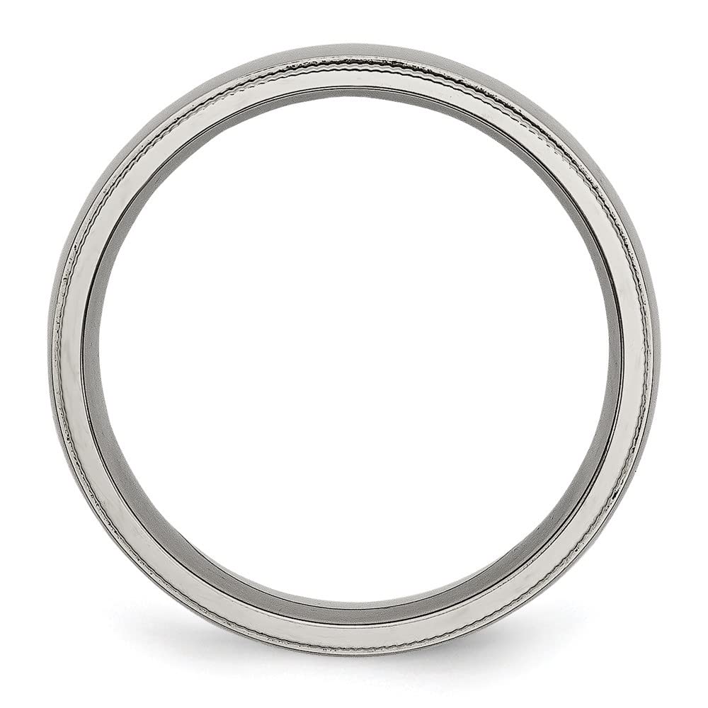 Diamond2Deal 6mm Titanium Grooved & Beaded Edge Band Ring - Size 9 | Durable & Stylish Wedding Band, Anniversary Gift for Men & Women
