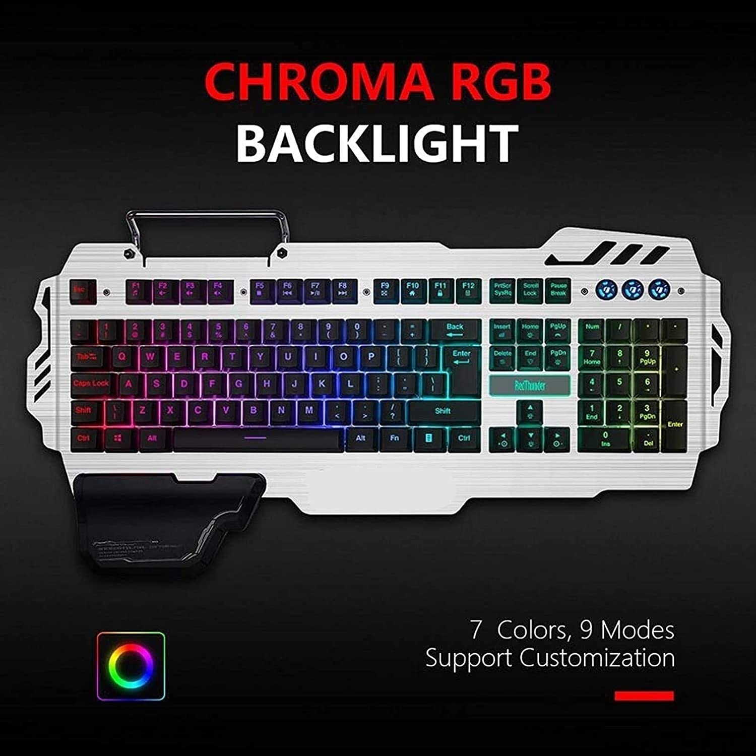 RGB Gaming Mechanical Keyboard and Mouse Combo - 104 Keys Wired USB Keyboard with Detachable Wrist Rest for PC Gamers - Perfect for Esports, Office Work & Computer Desktop Gaming Setup