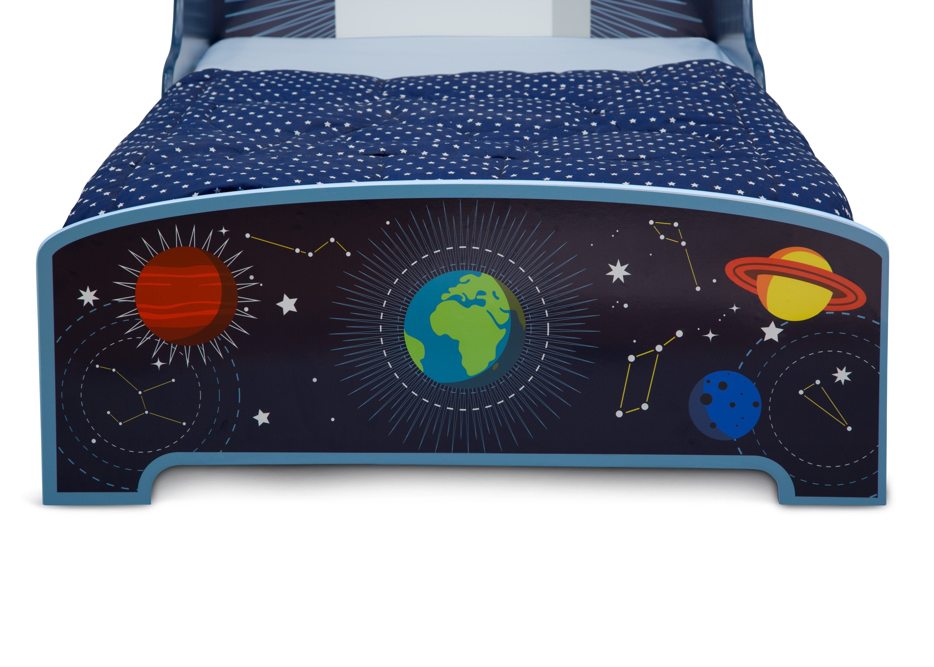Space Adventures Rocket Ship Wood Toddler Bed - Kids Astronaut Themed Bedroom Furniture for Boys & Girls - Perfect for Nursery, Playroom or Bedroom Decor