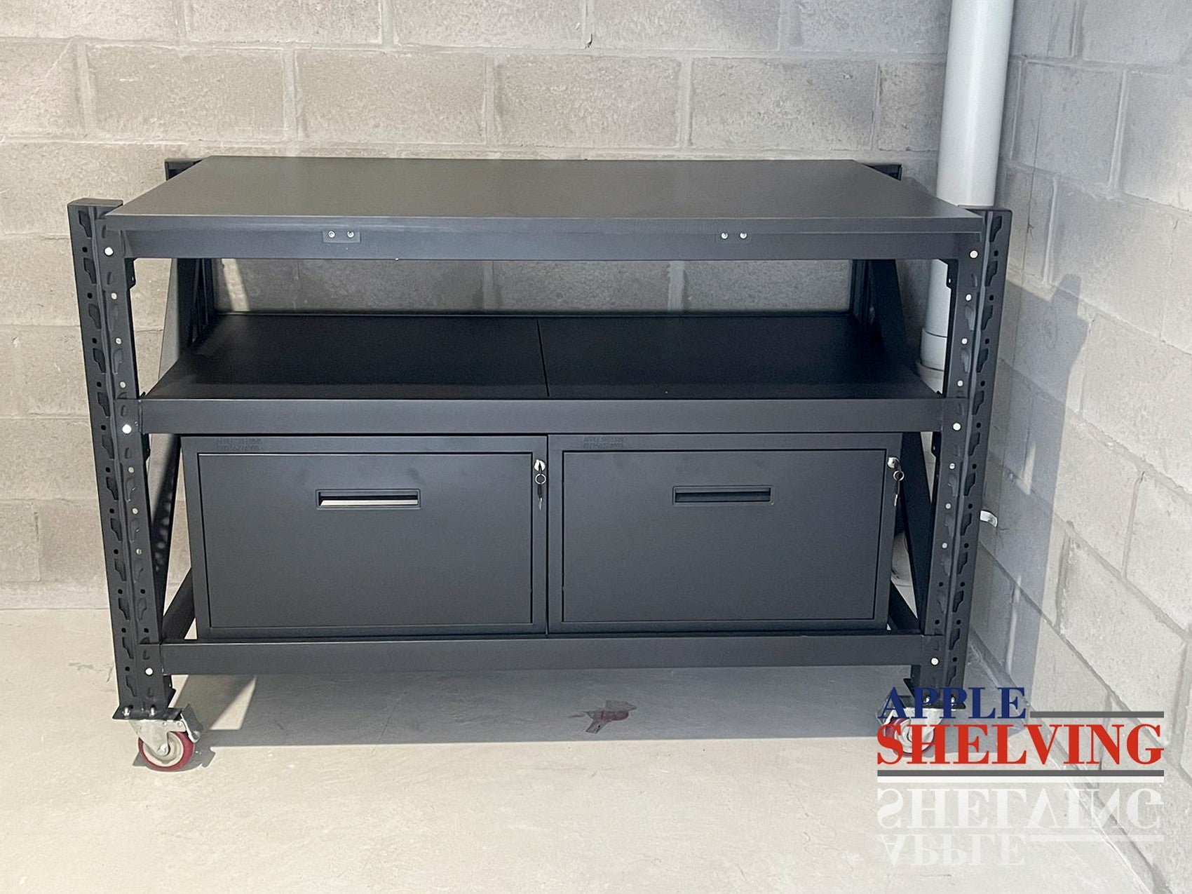1.5m (5ft) 2-Drawer Heavy Duty Steel Workbench - Garage Workshop Table for DIY Projects & Home Repairs