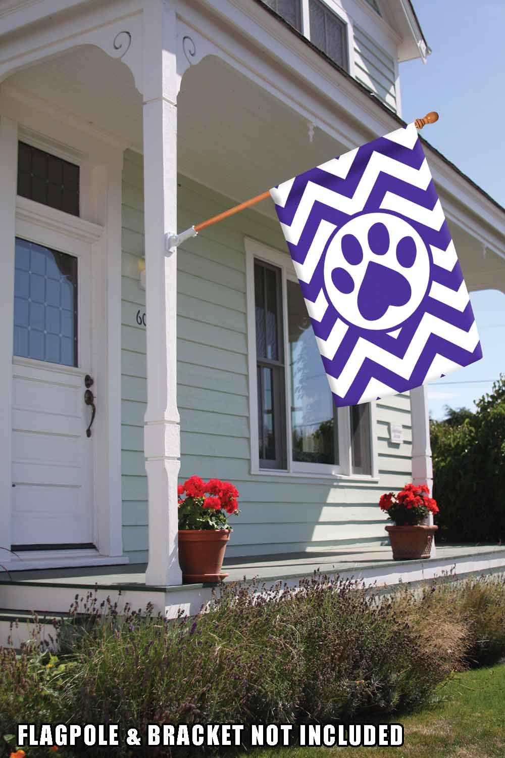 Toland Home Garden 109508 Chevron Paw Print Flag - 28x40 Inch Double Sided Dog Cat Pet Yard Flag - Weatherproof Outdoor House Decoration for Garden, Porch & Walkway