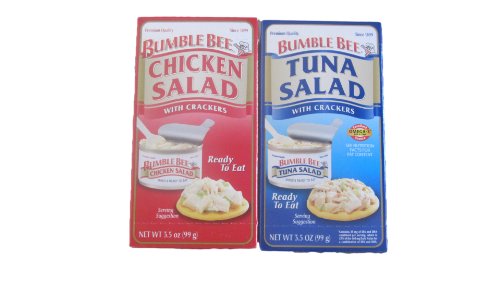 Bumble Bee Chicken & Tuna Salad with Crackers Variety Pack - 6 Chicken & 6 Tuna (12 Pack) | High Protein Snack for Office, School & Outdoor Activities