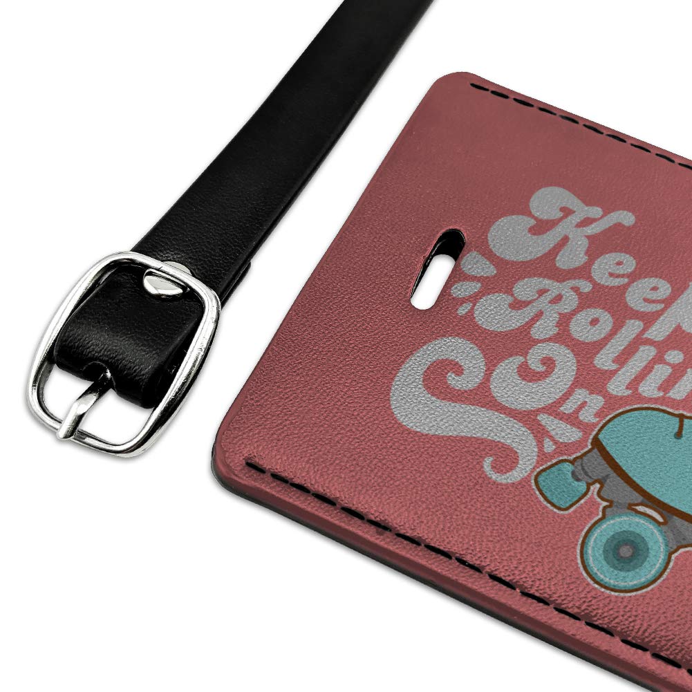 Roller Skates Derby - Keep On Rolling Leather Luggage Tag & ID Card Holder - Perfect for Travel, Skating Events & Personal Identification