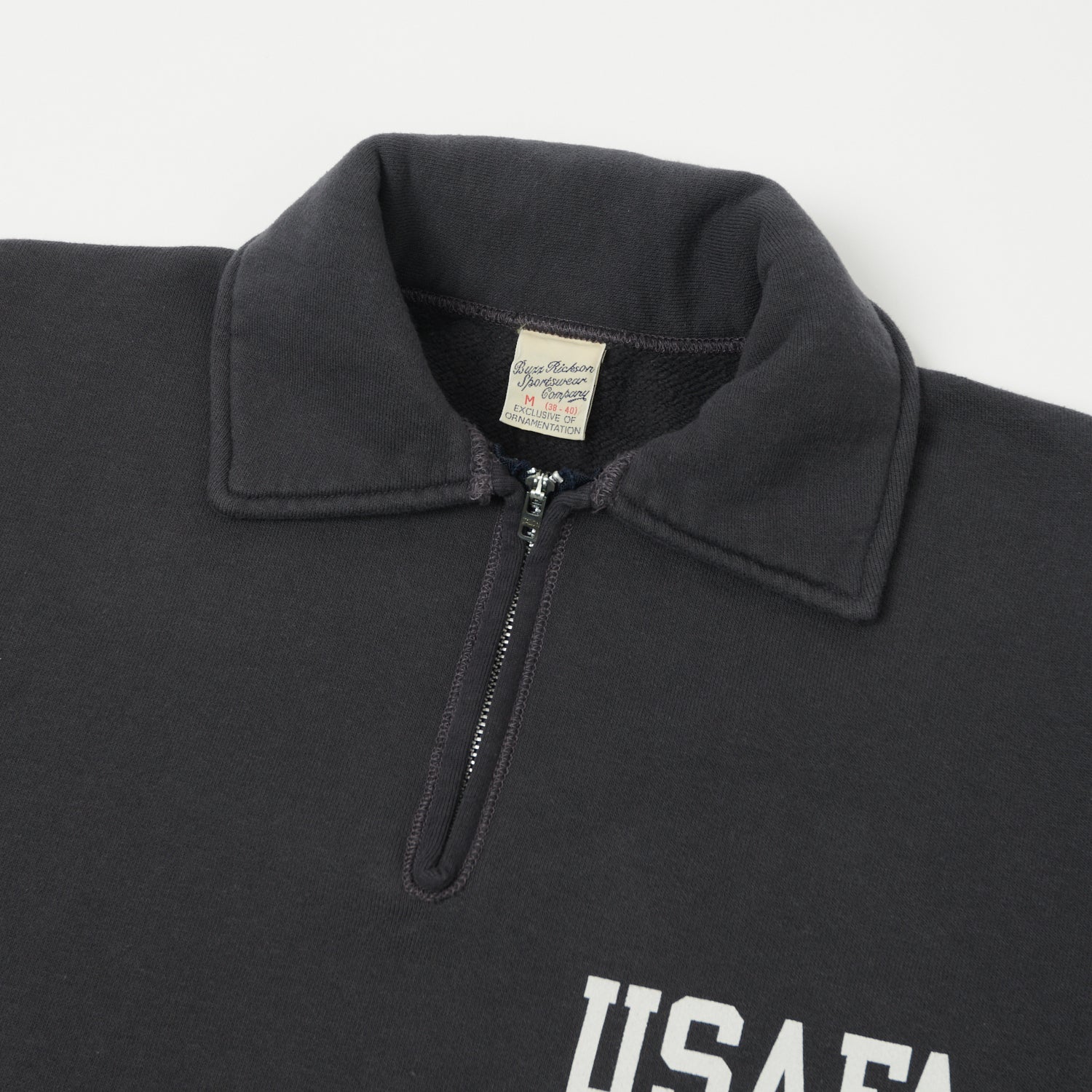 Buzz Rickson's U.S. Air Force Academy Half Zip Sweatshirt - Black | Vintage Military Style Pullover | Perfect for Casual Wear & College Campus Fashion